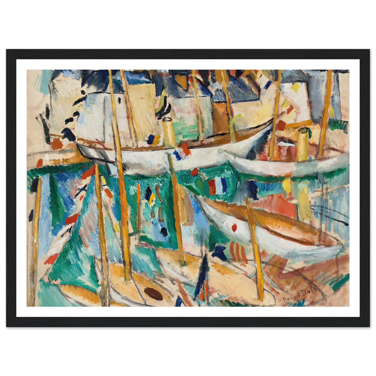 Les Bateaux (1909-1910) Art Print | Raoul Dufy - Framed Poster - 30x40 cm / 12x16″ - Black frame