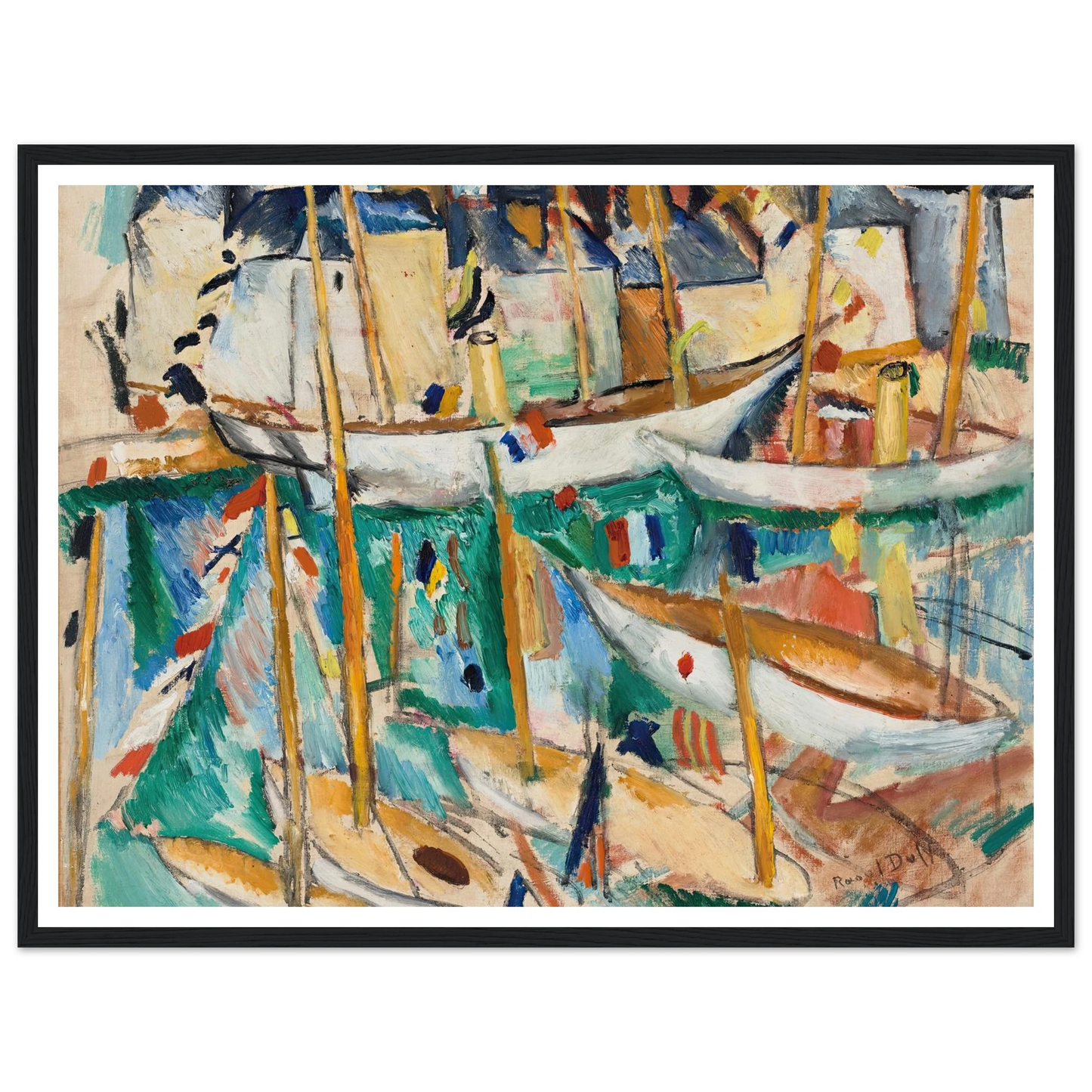 Les Bateaux (1909-1910) Art Print | Raoul Dufy - Framed Poster - 30x40 cm / 12x16″ - Black frame