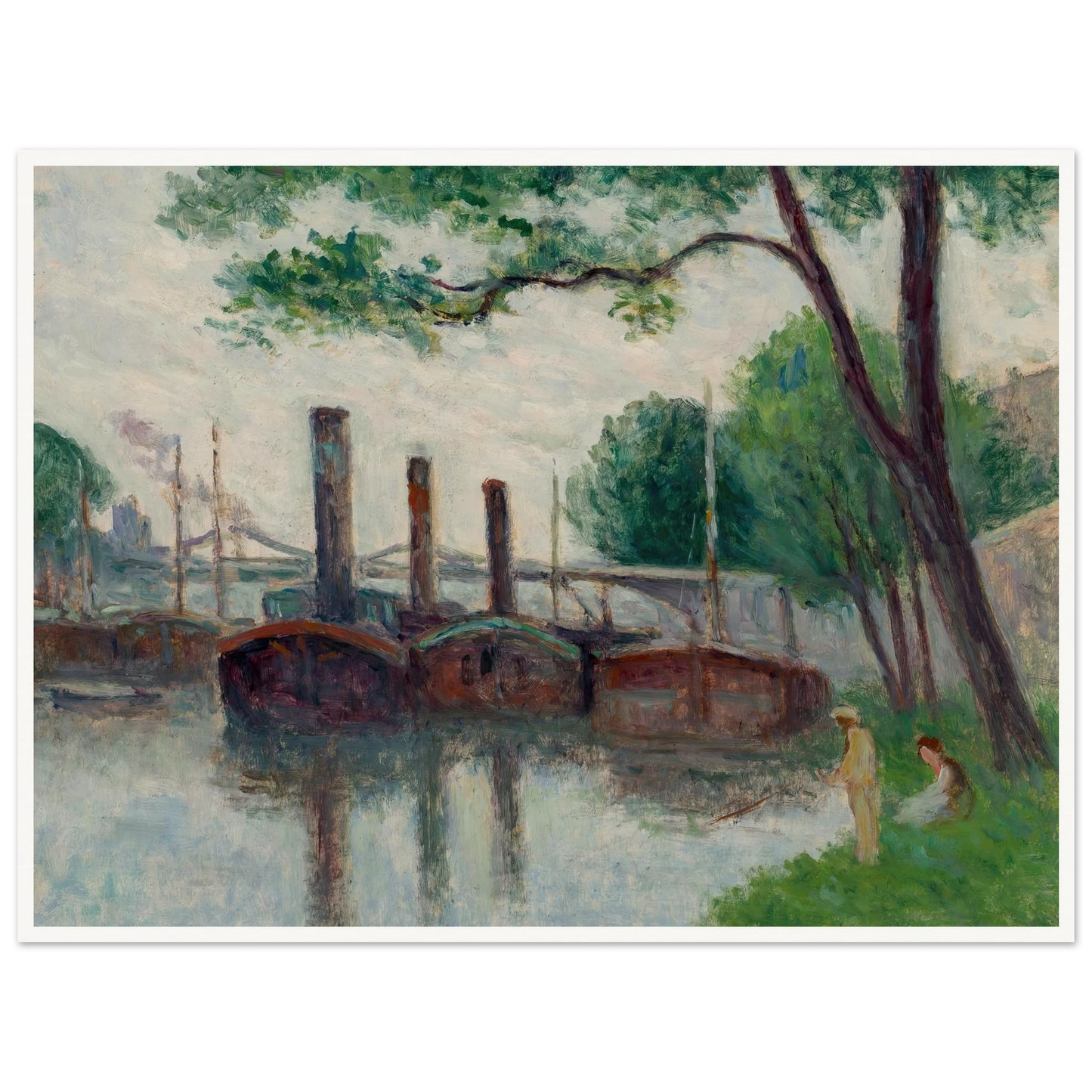 Les bords de la Seine près de la Roche-Guyon (1935) Art Print | Maximilien Luce - Framed Poster - 30x40 cm / 12x16″ - Black frame