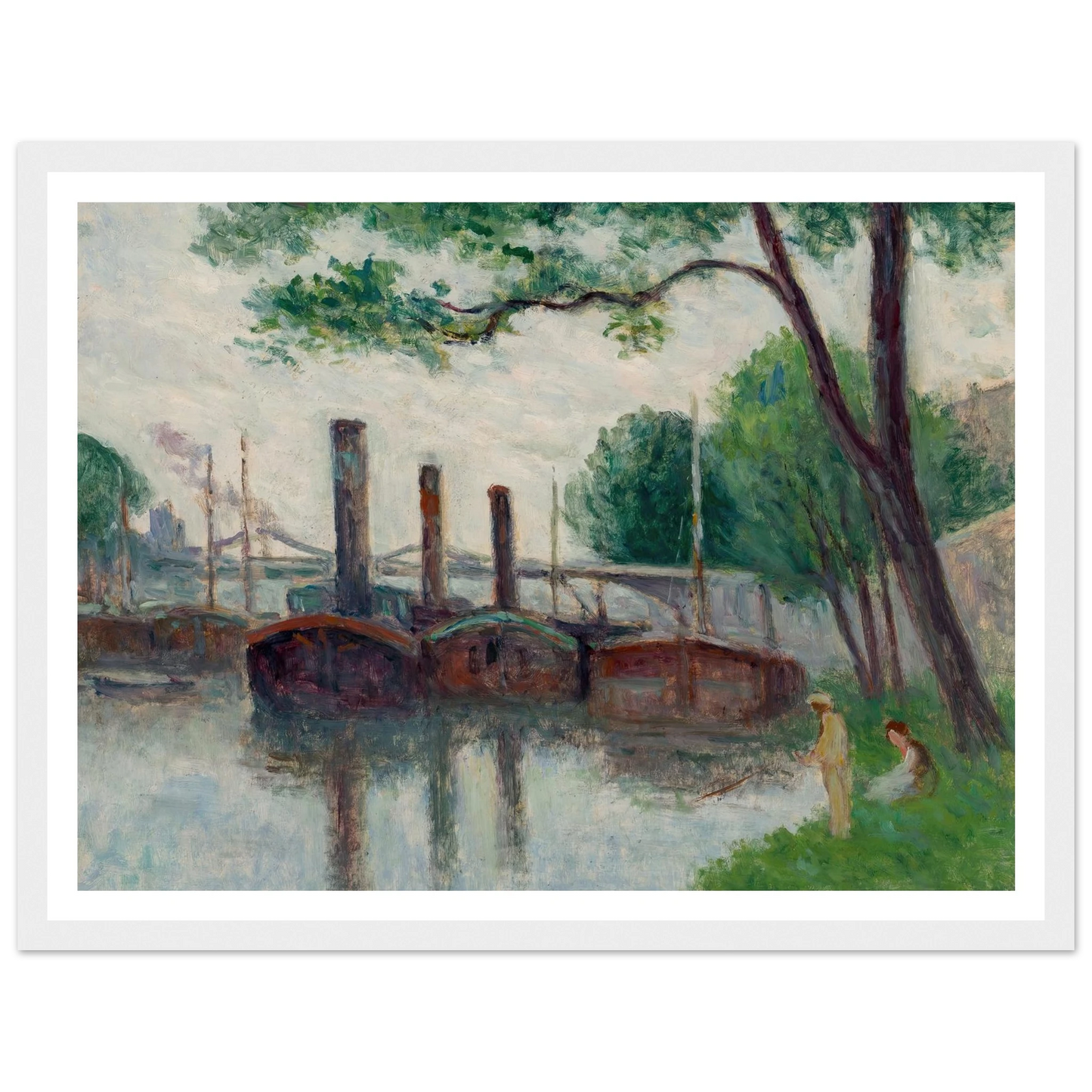 Les bords de la Seine près de la Roche-Guyon (1935) Art Print | Maximilien Luce - Framed Poster - 30x40 cm / 12x16″ - Black frame