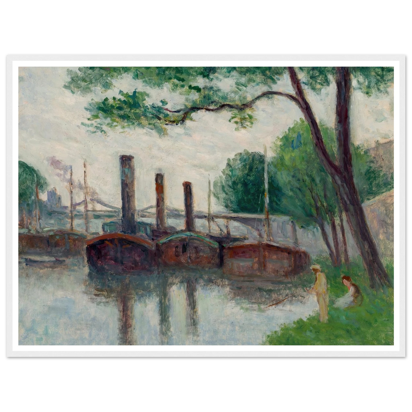 Les bords de la Seine près de la Roche-Guyon (1935) Art Print | Maximilien Luce - Framed Poster - 30x40 cm / 12x16″ - Black frame