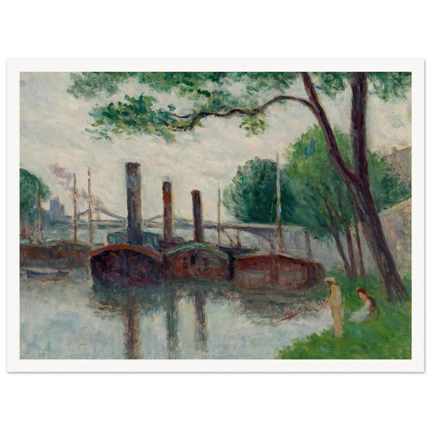 Les bords de la Seine près de la Roche-Guyon (1935) Art Print | Maximilien Luce - Framed Poster - 30x40 cm / 12x16″ - Black frame