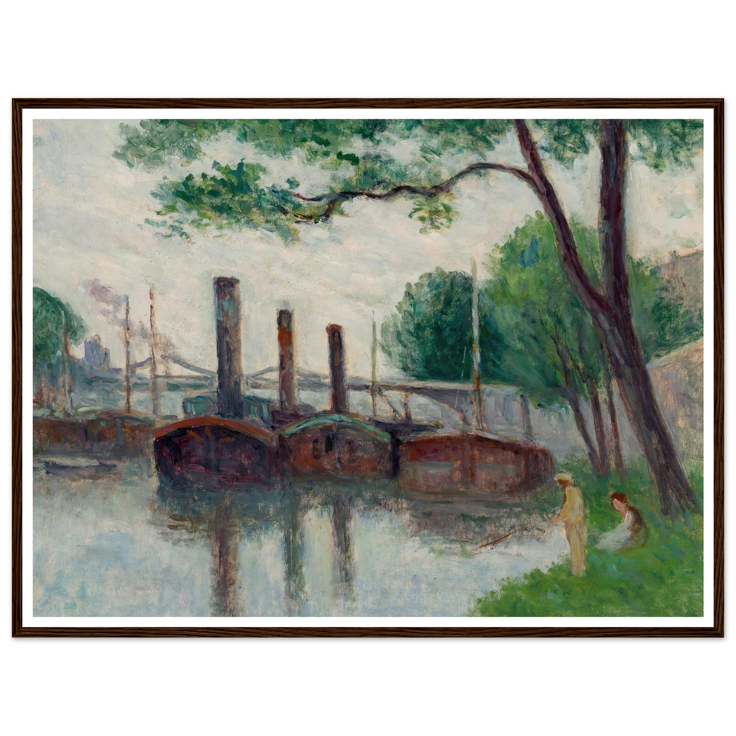 Les bords de la Seine près de la Roche-Guyon (1935) Art Print | Maximilien Luce - Framed Poster - 30x40 cm / 12x16″ - Black frame