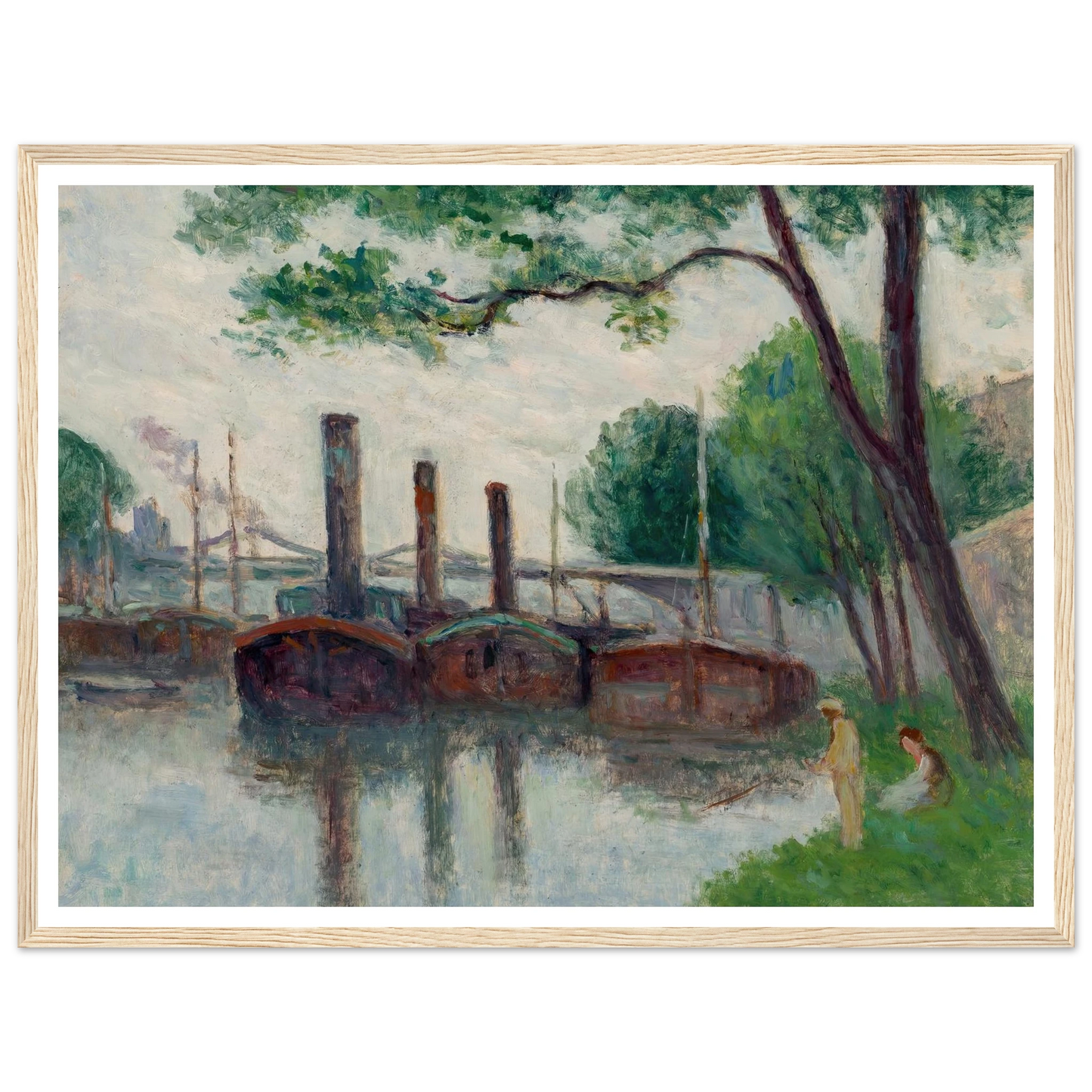 Les bords de la Seine près de la Roche-Guyon (1935) Art Print | Maximilien Luce - Framed Poster - 30x40 cm / 12x16″ - Black frame
