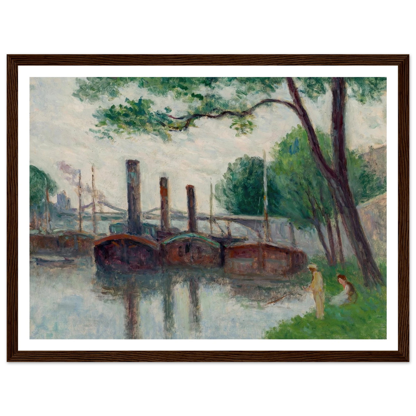 Les bords de la Seine près de la Roche-Guyon (1935) Art Print | Maximilien Luce - Framed Poster - 30x40 cm / 12x16″ - Black frame