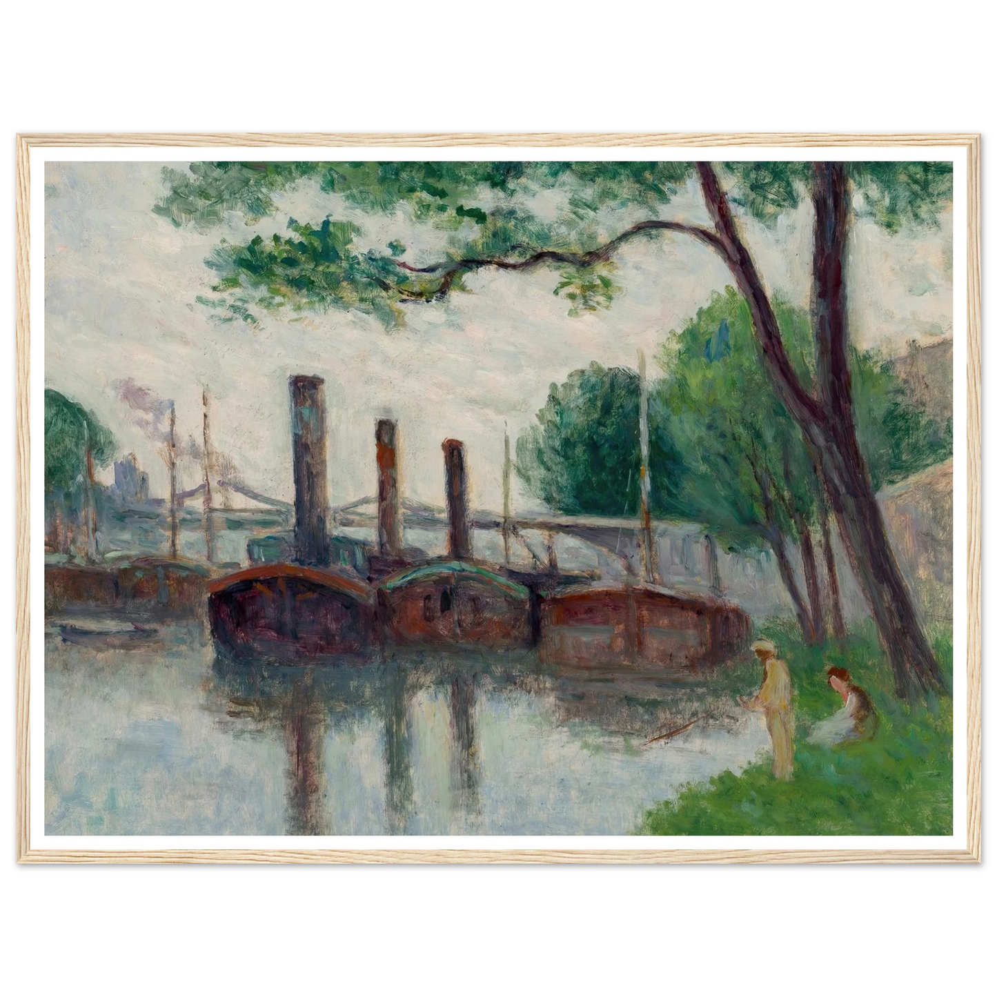 Les bords de la Seine près de la Roche-Guyon (1935) Art Print | Maximilien Luce - Framed Poster - 30x40 cm / 12x16″ - Black frame