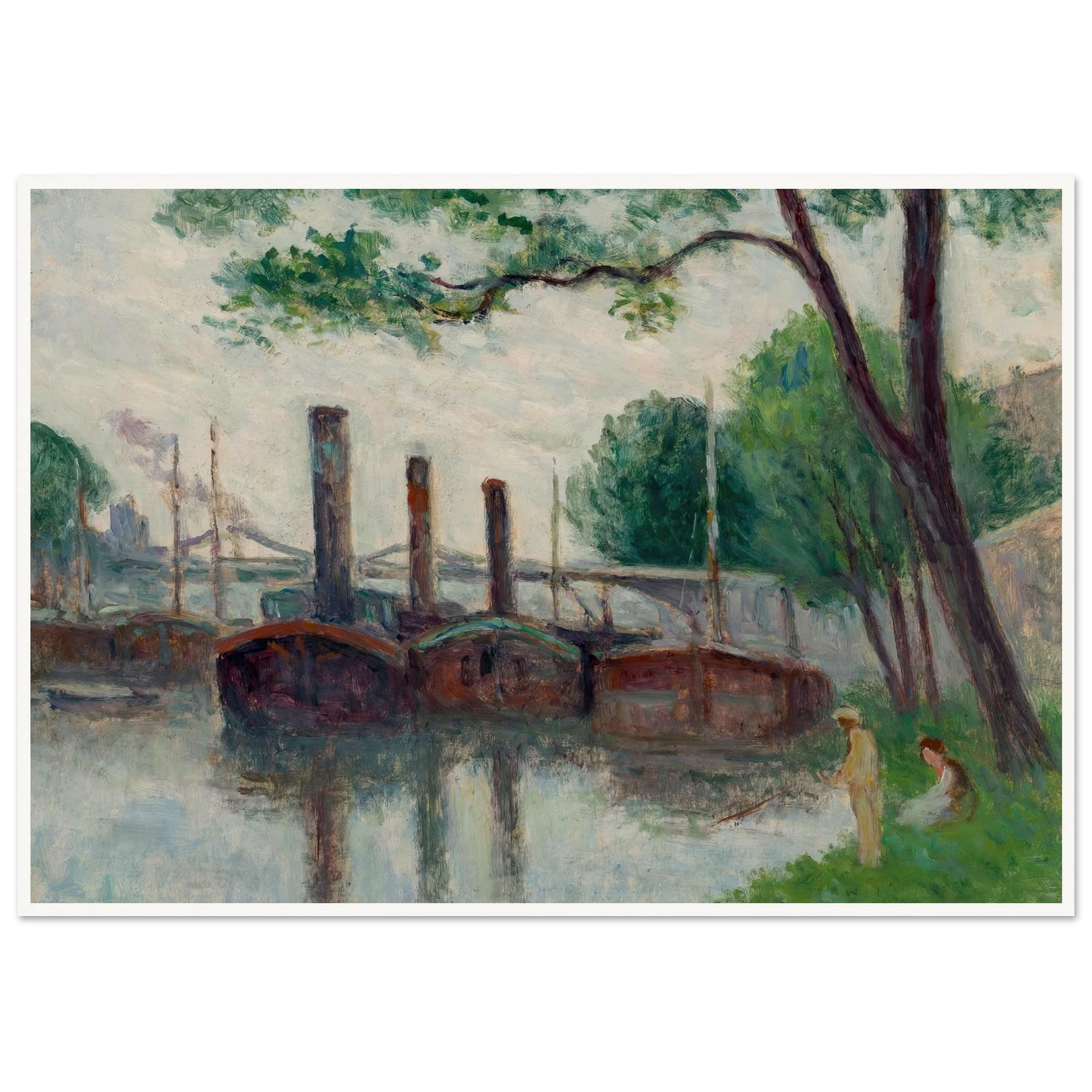 Les bords de la Seine près de la Roche-Guyon (1935) Art Print | Maximilien Luce - Framed Poster - 30x40 cm / 12x16″ - Black frame