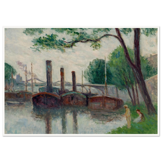 Les bords de la Seine près de la Roche-Guyon (1935) Art Print | Maximilien Luce - Framed Poster - 30x40 cm / 12x16″ - Black frame