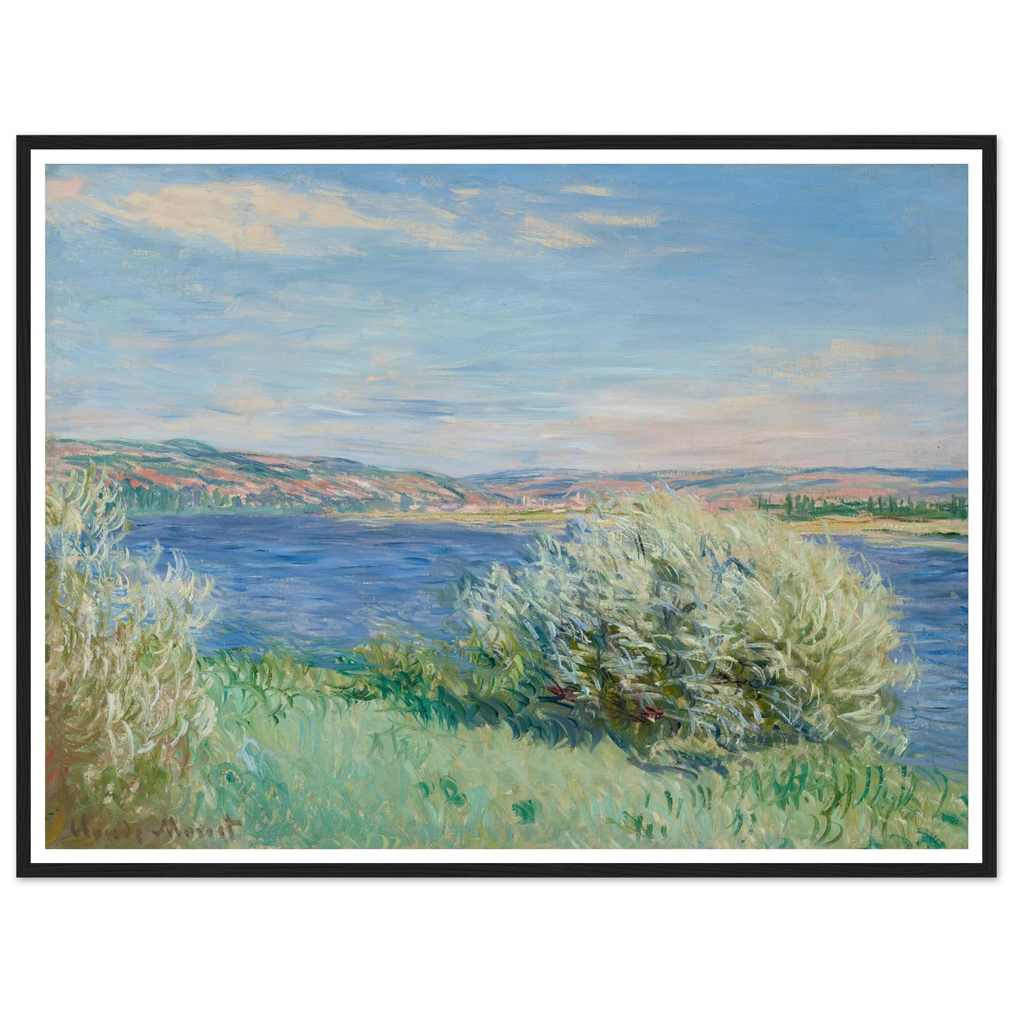 Les bords de la Seine près de Vétheuil (1881) Art Print | Claude Monet - Framed Poster - 30x40 cm / 12x16″ - Black frame