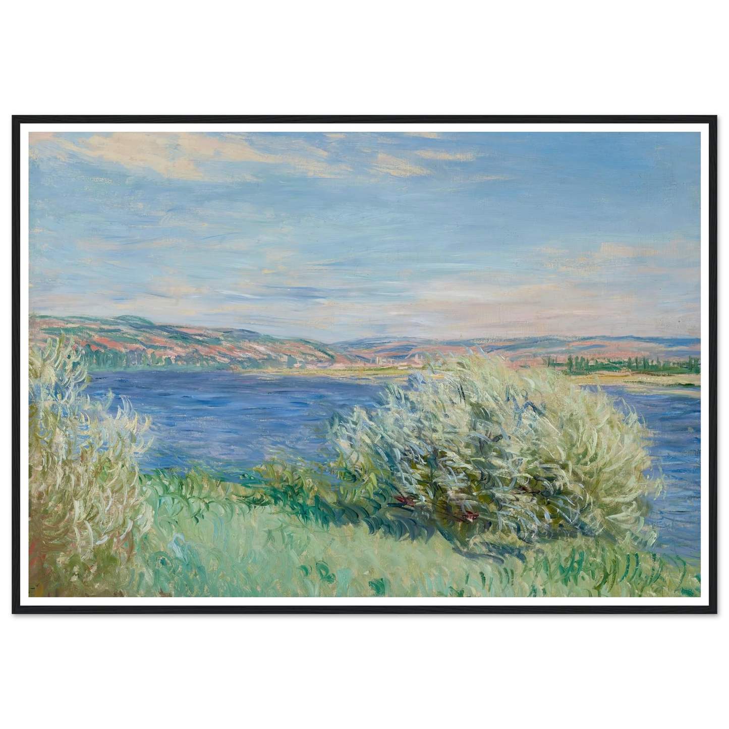 Les bords de la Seine près de Vétheuil (1881) Art Print | Claude Monet - Framed Poster - 30x40 cm / 12x16″ - Black frame