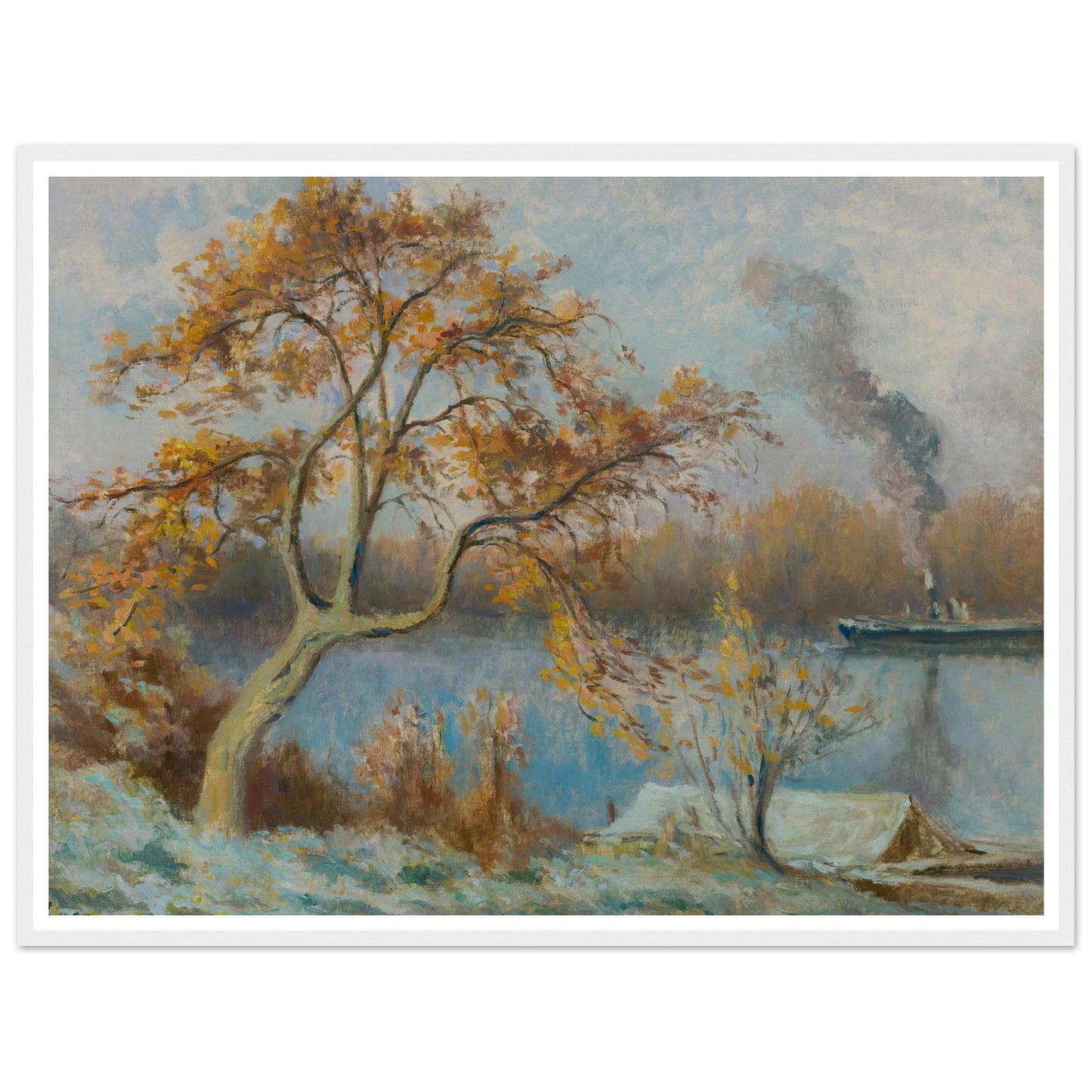 Les Bords De Seine Au Printemps (circa 1920) Art Print | Maximilien Luce - Framed Poster - 30x40 cm / 12x16″ - Black frame