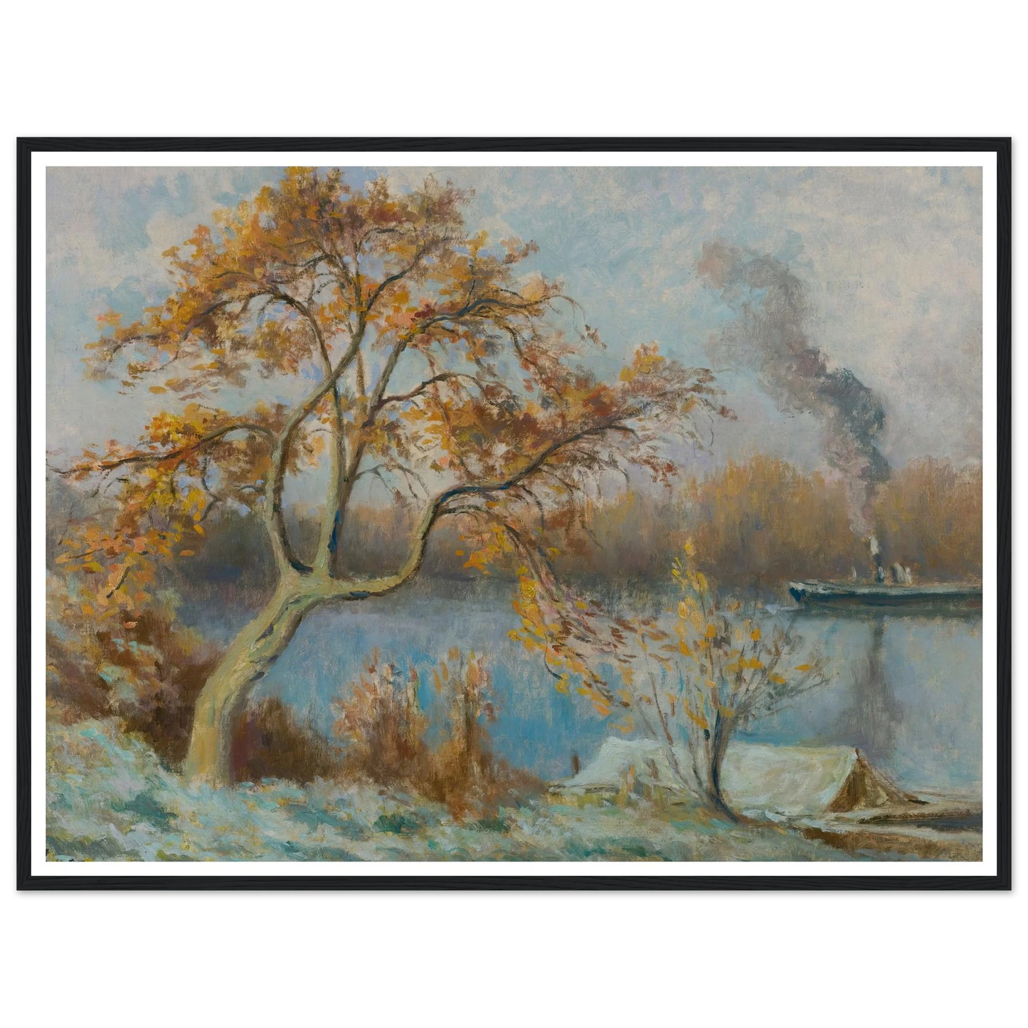 Les Bords De Seine Au Printemps (circa 1920) Art Print | Maximilien Luce - Framed Poster - 30x40 cm / 12x16″ - Black frame