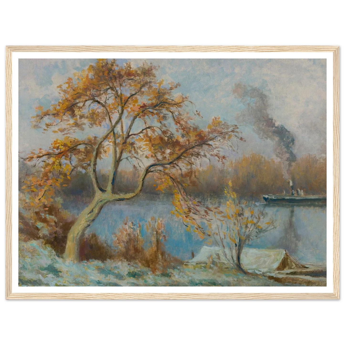 Les Bords De Seine Au Printemps (circa 1920) Art Print | Maximilien Luce - Framed Poster - 30x40 cm / 12x16″ - Black frame