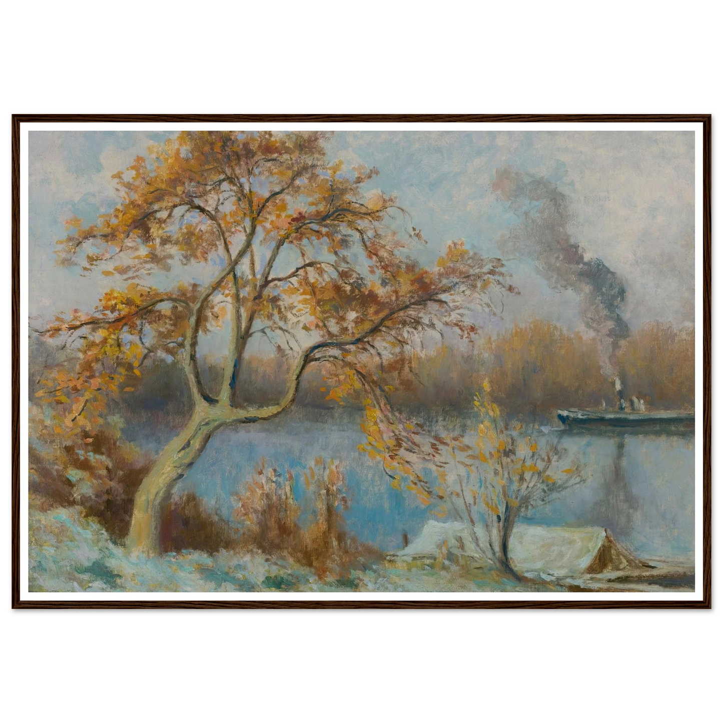 Les Bords De Seine Au Printemps (circa 1920) Art Print | Maximilien Luce - Framed Poster - 30x40 cm / 12x16″ - Black frame