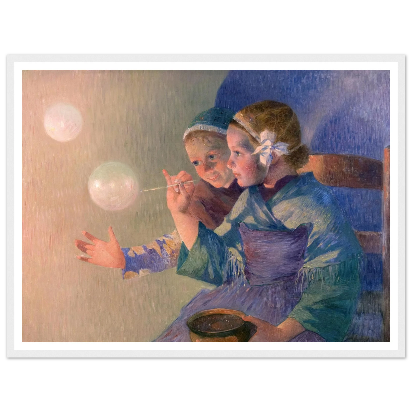 Les Bulles de Savon, 1896 Art Print | Ferdinand du Puigaudeau - Framed Poster - 30x40 cm / 12x16″ - Black frame