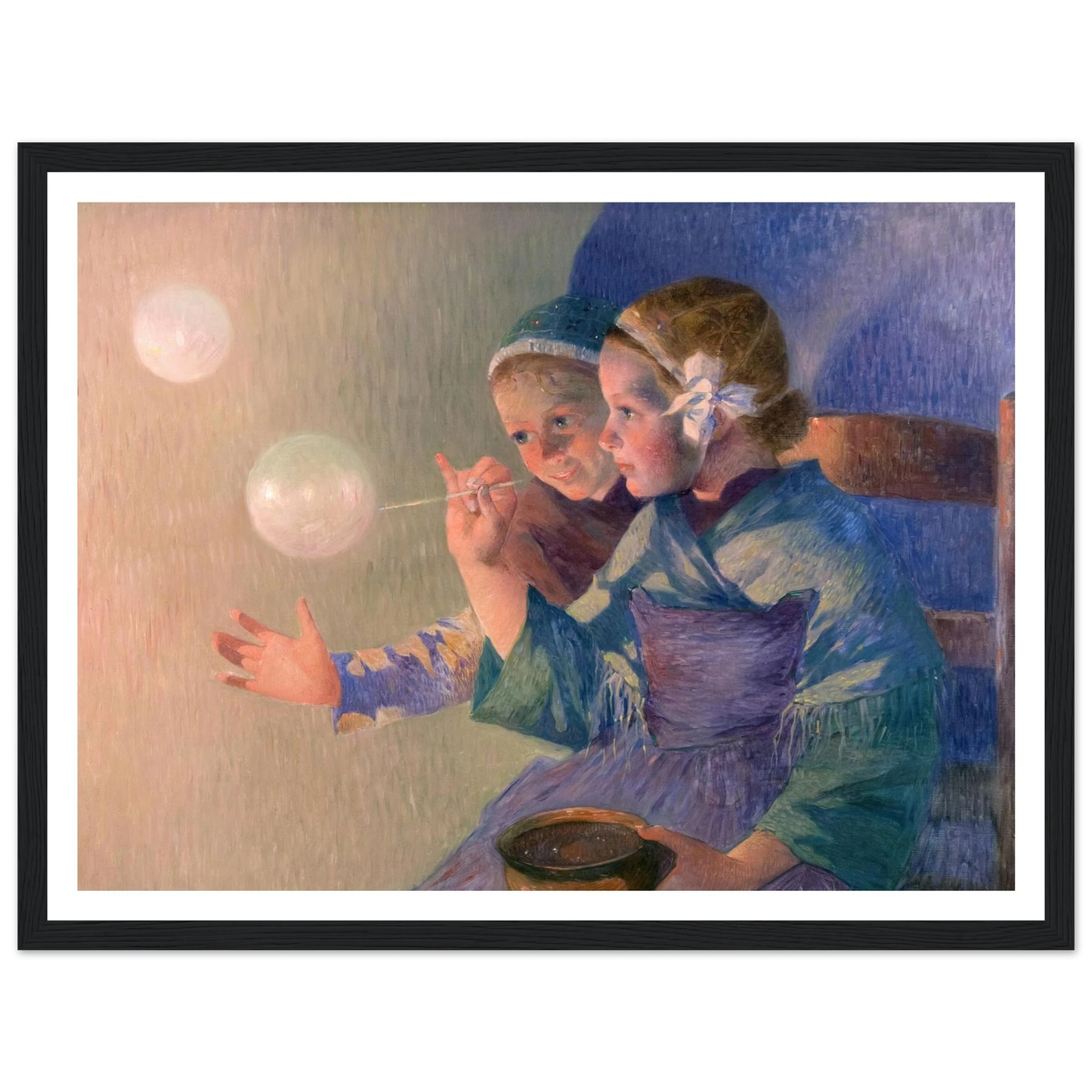 Les Bulles de Savon, 1896 Art Print | Ferdinand du Puigaudeau - Framed Poster - 30x40 cm / 12x16″ - Black frame