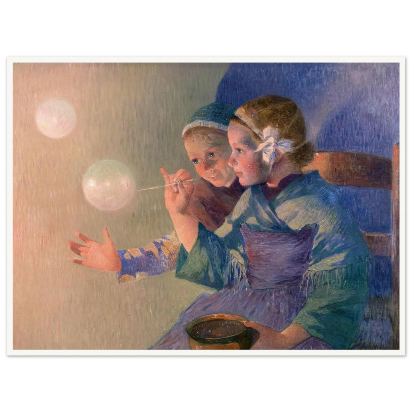 Les Bulles de Savon, 1896 Art Print | Ferdinand du Puigaudeau - Framed Poster - 30x40 cm / 12x16″ - Black frame