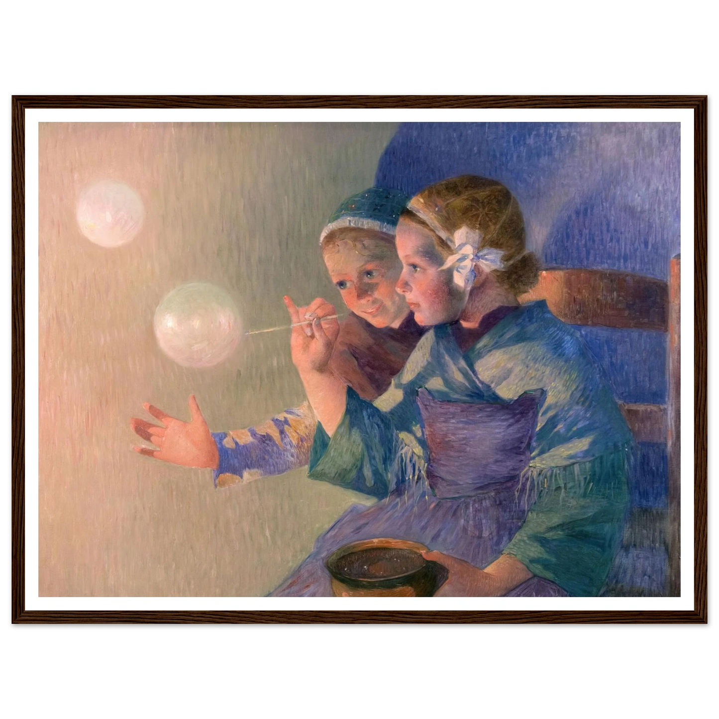 Les Bulles de Savon, 1896 Art Print | Ferdinand du Puigaudeau - Framed Poster - 30x40 cm / 12x16″ - Black frame