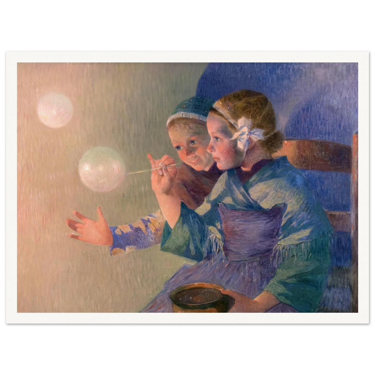 Les Bulles de Savon, 1896 Art Print | Ferdinand du Puigaudeau - Framed Poster - 30x40 cm / 12x16″ - Black frame