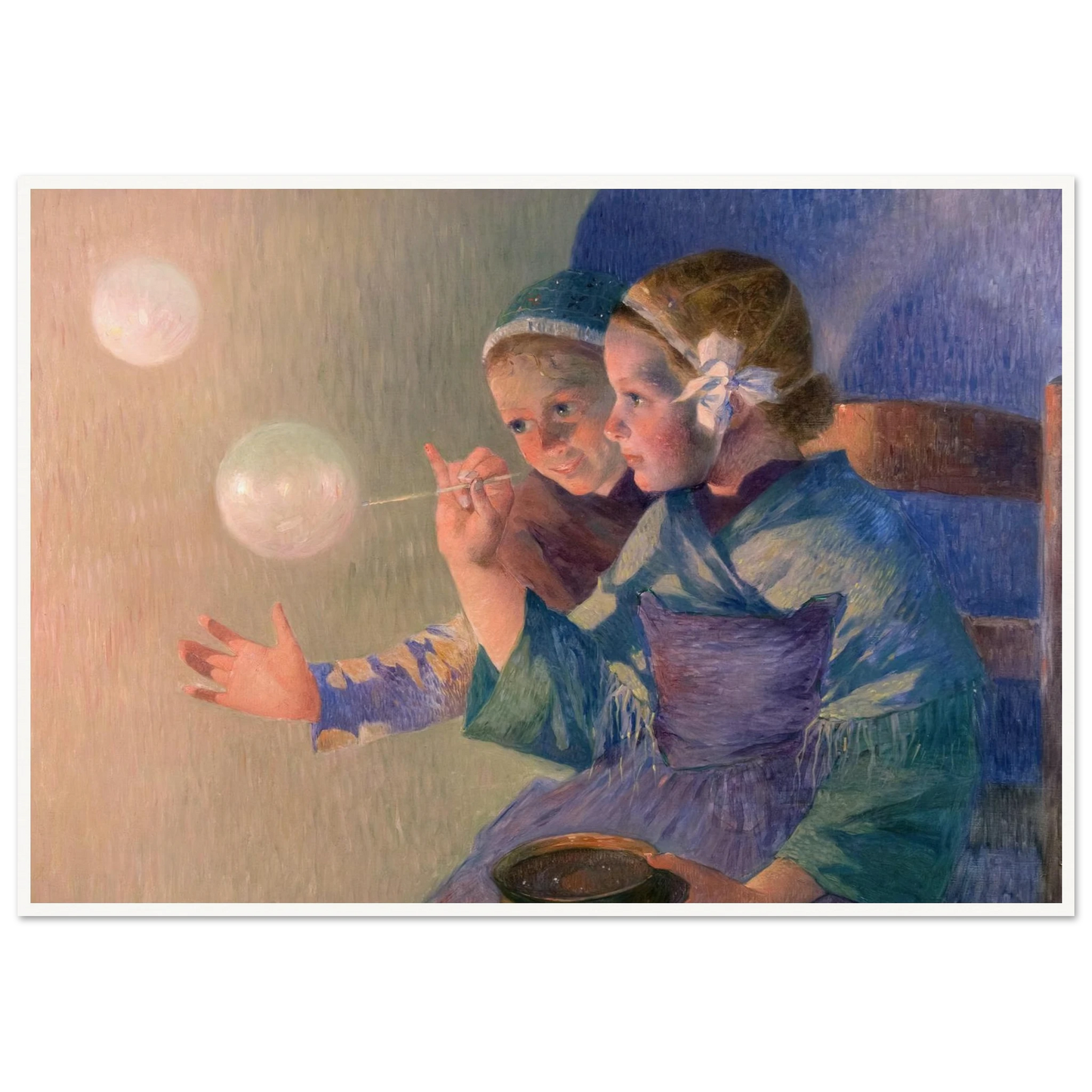 Les Bulles de Savon, 1896 Art Print | Ferdinand du Puigaudeau - Framed Poster - 30x40 cm / 12x16″ - Black frame