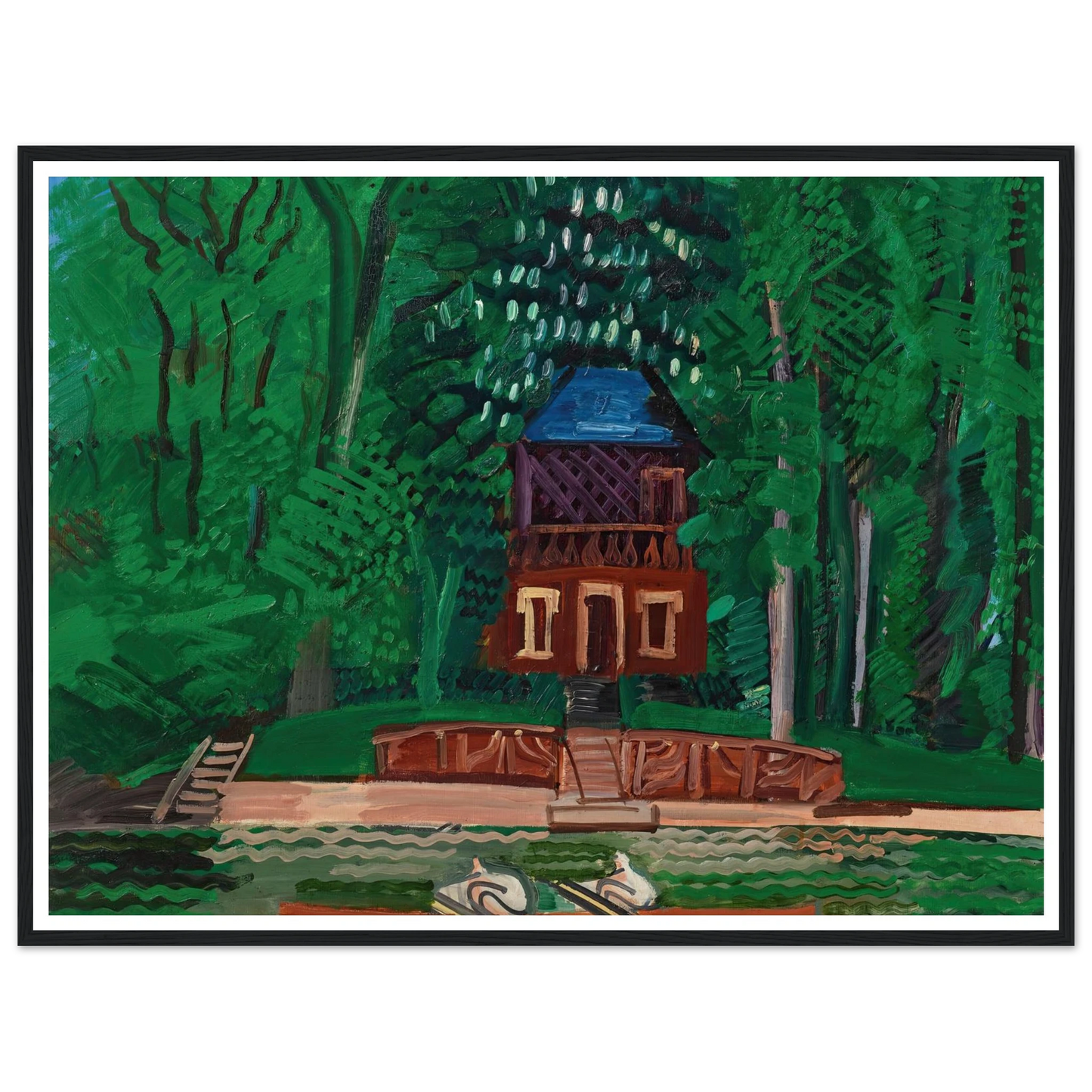 Les canotiers sur la Marne (circa 1922-1925) Art Print | Raoul Dufy - Framed Poster - 30x40 cm / 12x16″ - Black frame