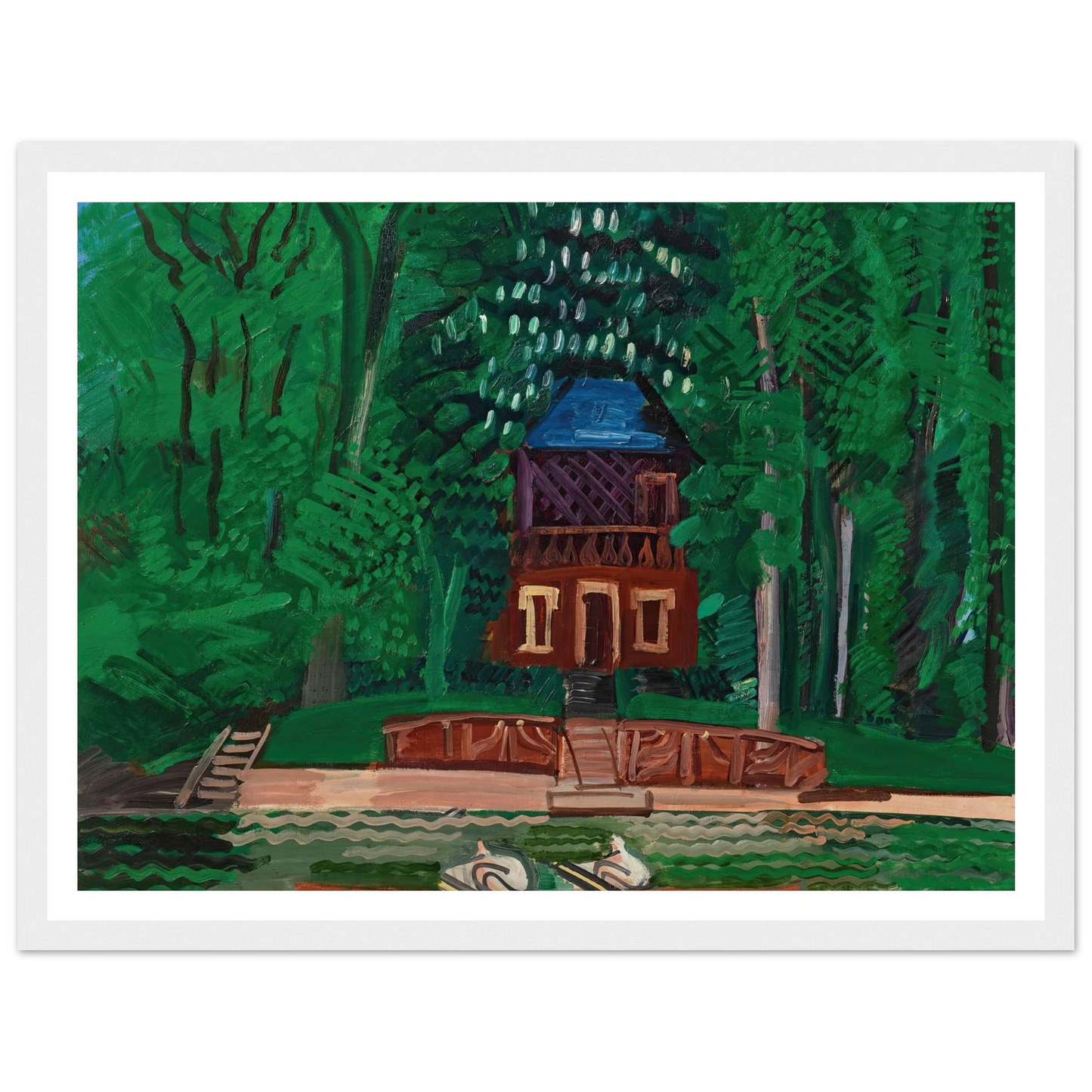 Les canotiers sur la Marne (circa 1922-1925) Art Print | Raoul Dufy - Framed Poster - 30x40 cm / 12x16″ - Black frame