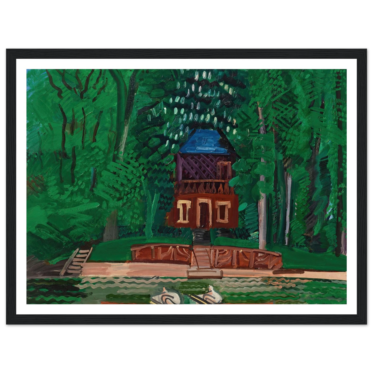 Les canotiers sur la Marne (circa 1922-1925) Art Print | Raoul Dufy - Framed Poster - 30x40 cm / 12x16″ - Black frame