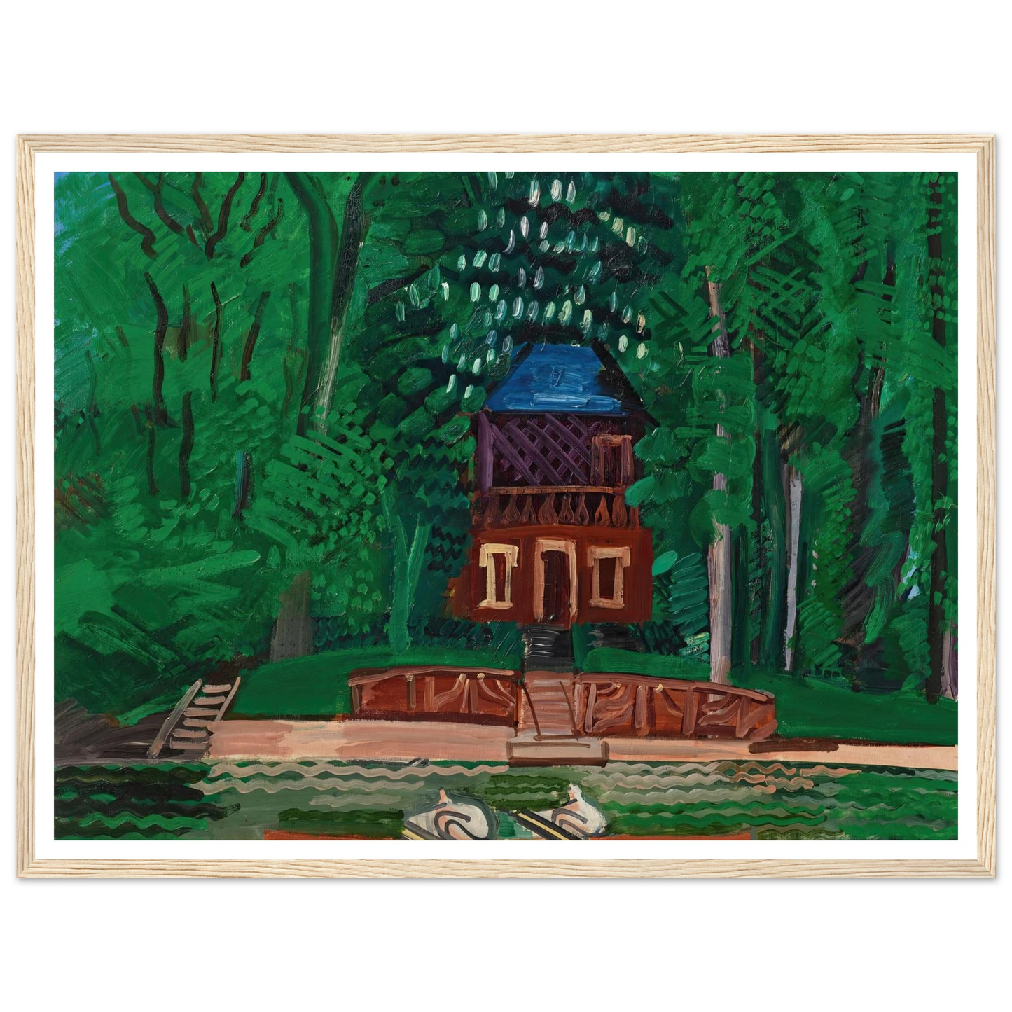 Les canotiers sur la Marne (circa 1922-1925) Art Print | Raoul Dufy - Framed Poster - 30x40 cm / 12x16″ - Black frame