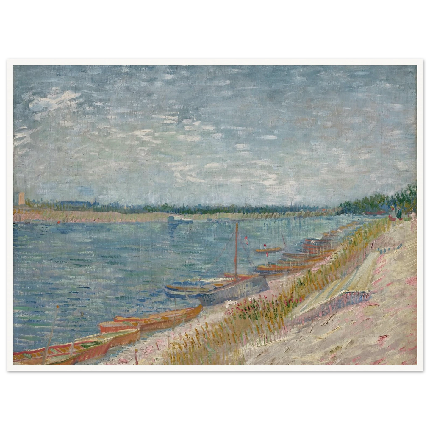 Les canots amarrés (1887) Art Print | Vincent van Gogh - Framed Poster - 30x40 cm / 12x16″ - Black frame