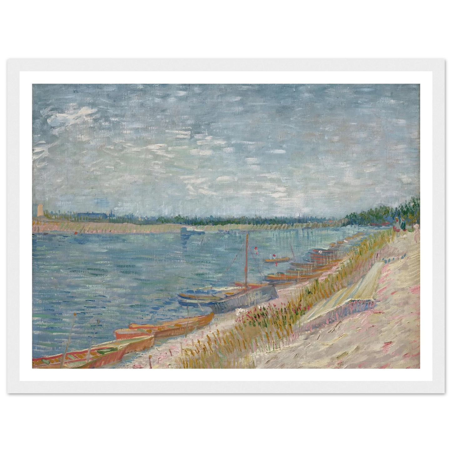 Les canots amarrés (1887) Art Print | Vincent van Gogh - Framed Poster - 30x40 cm / 12x16″ - Black frame