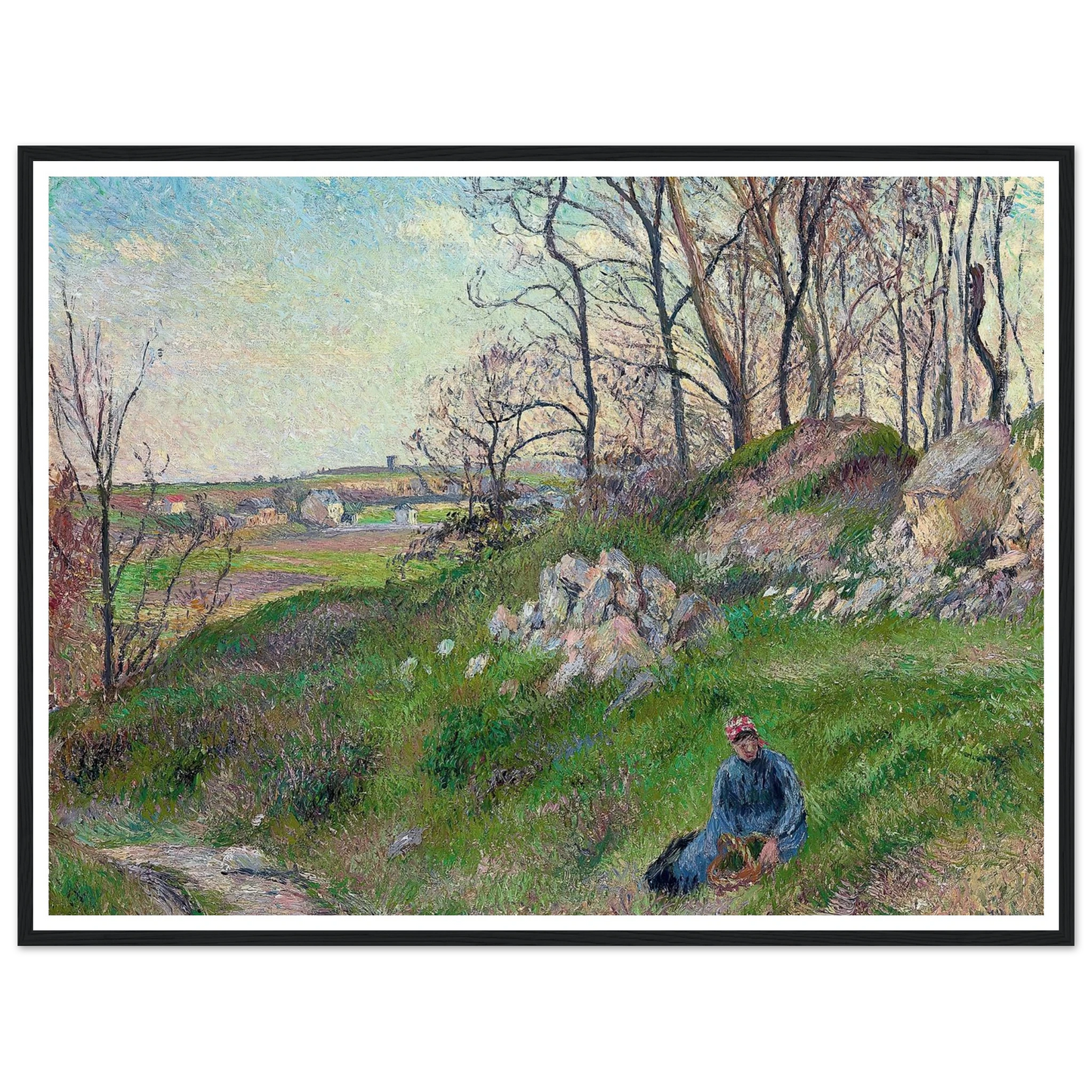 Les carrières du Chou, Pontoise (1882) Art Print | Camille Pissarro - Framed Poster - 30x40 cm / 12x16″ - Black frame