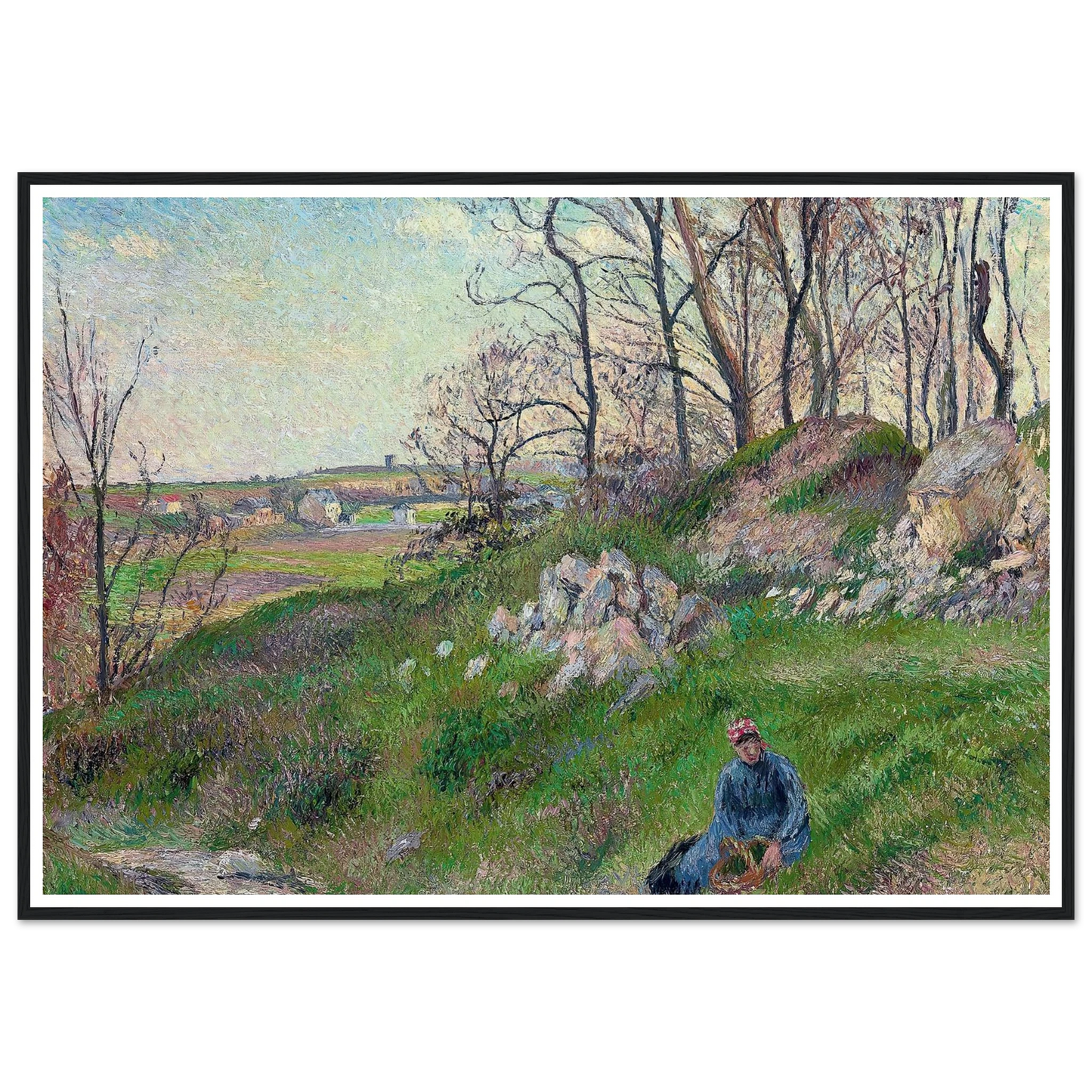 Les carrières du Chou, Pontoise (1882) Art Print | Camille Pissarro - Framed Poster - 30x40 cm / 12x16″ - Black frame