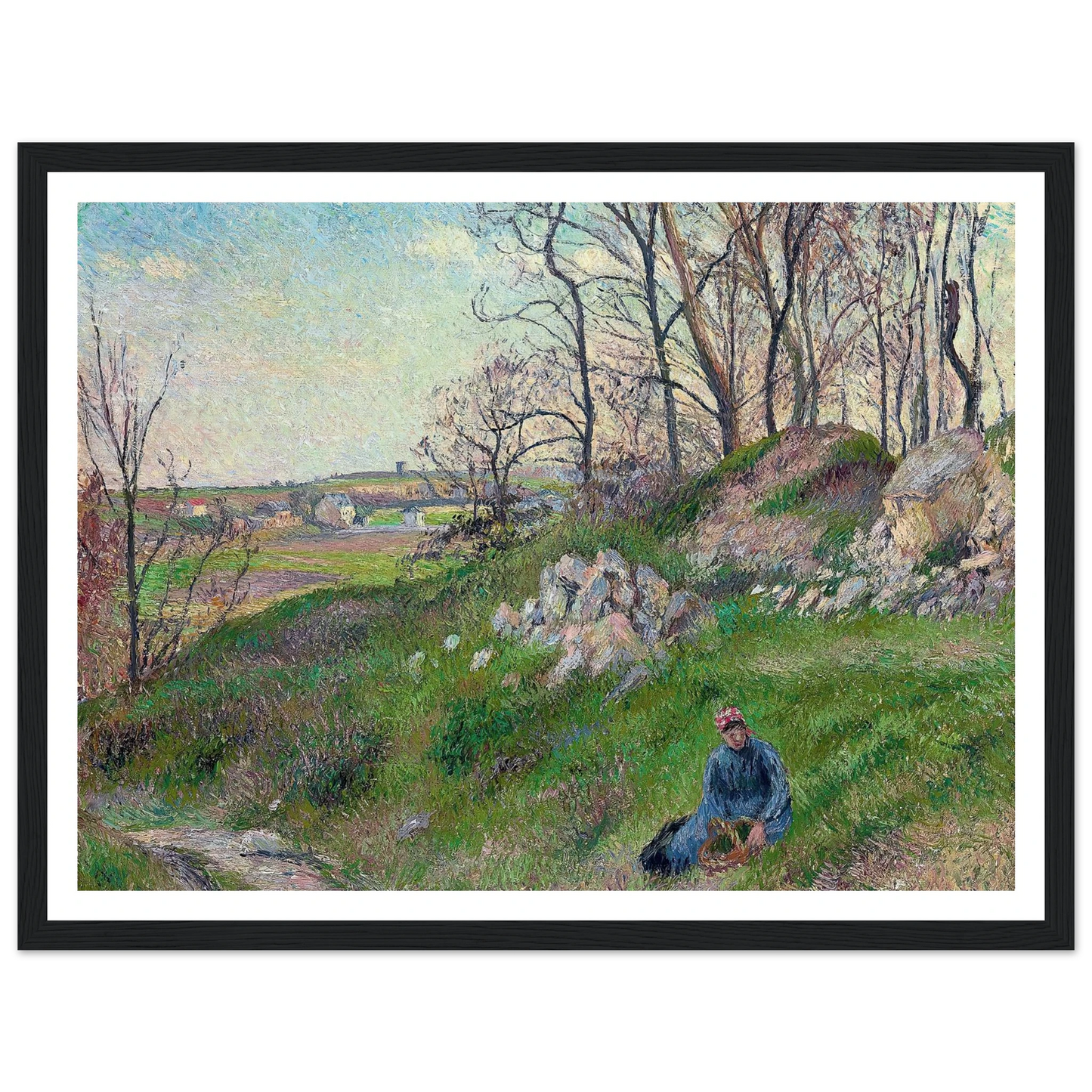 Les carrières du Chou, Pontoise (1882) Art Print | Camille Pissarro - Framed Poster - 30x40 cm / 12x16″ - Black frame