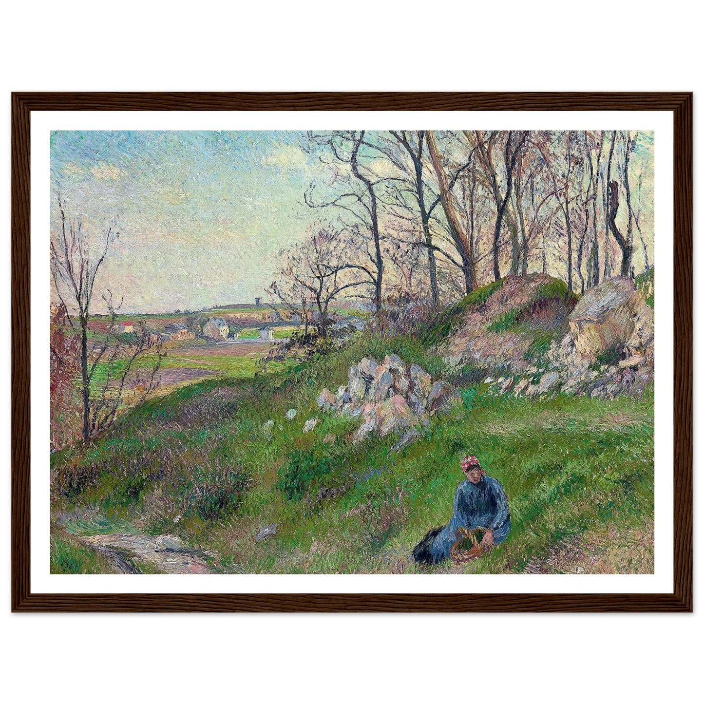 Les carrières du Chou, Pontoise (1882) Art Print | Camille Pissarro - Framed Poster - 30x40 cm / 12x16″ - Black frame