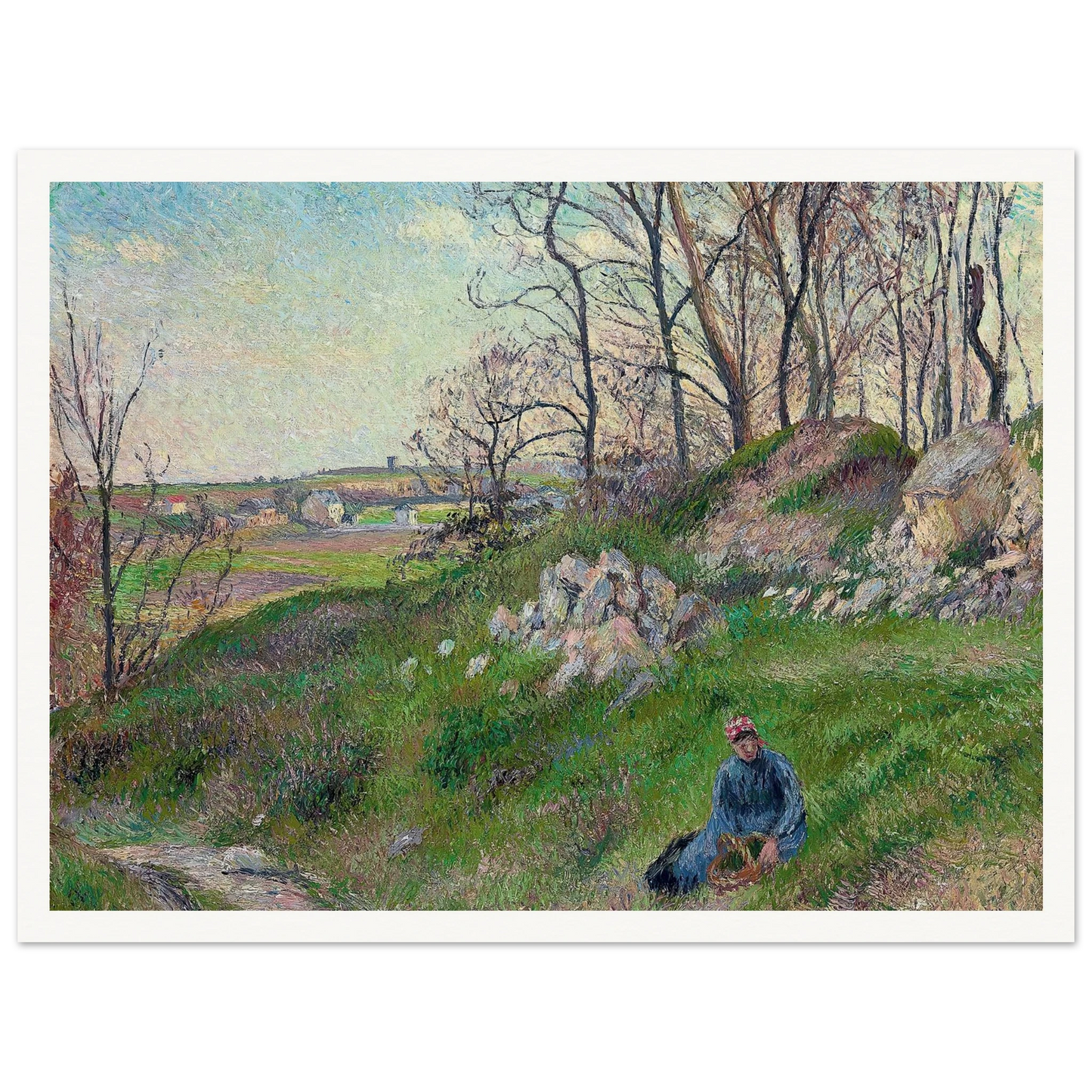 Les carrières du Chou, Pontoise (1882) Art Print | Camille Pissarro - Framed Poster - 30x40 cm / 12x16″ - Black frame