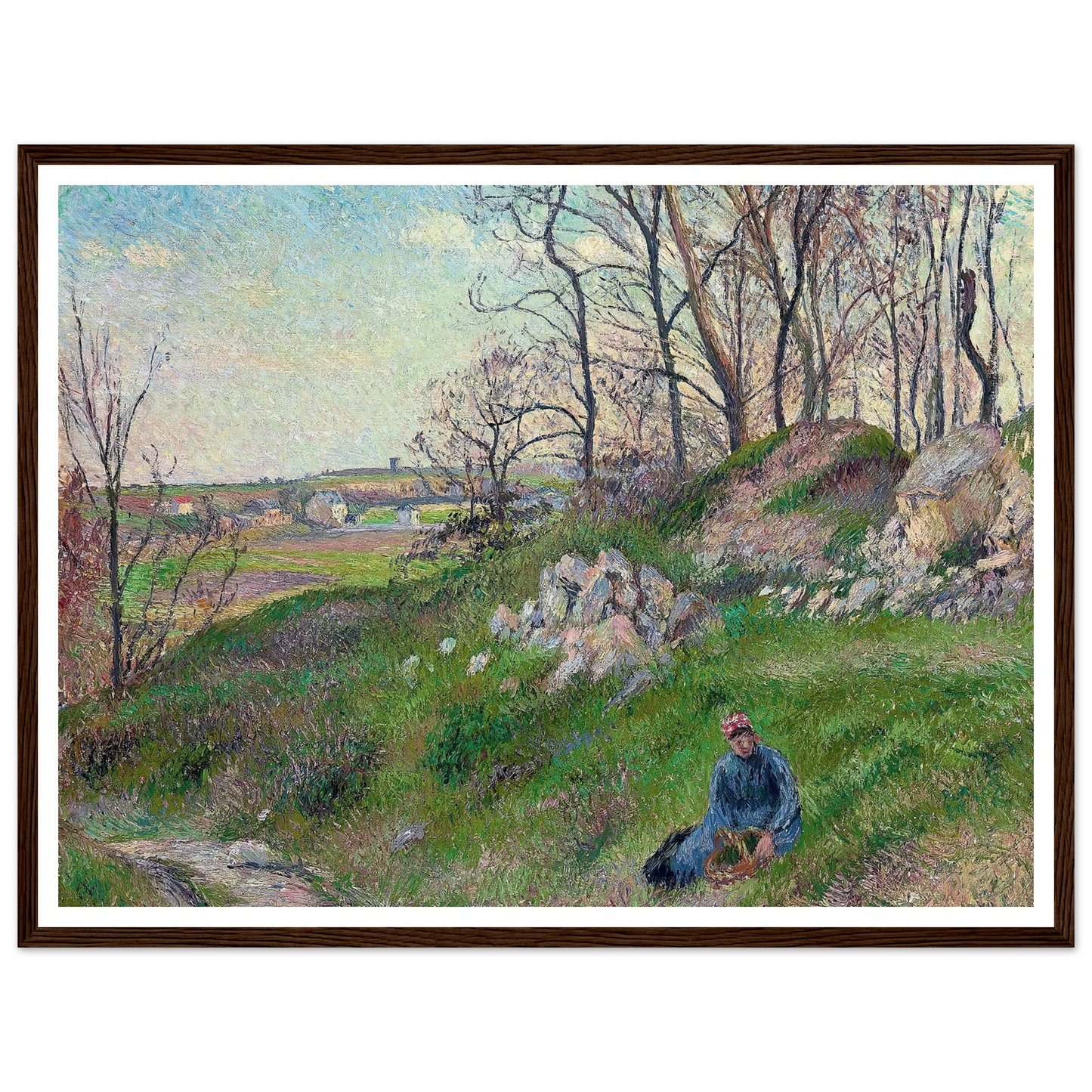 Les carrières du Chou, Pontoise (1882) Art Print | Camille Pissarro - Framed Poster - 30x40 cm / 12x16″ - Black frame