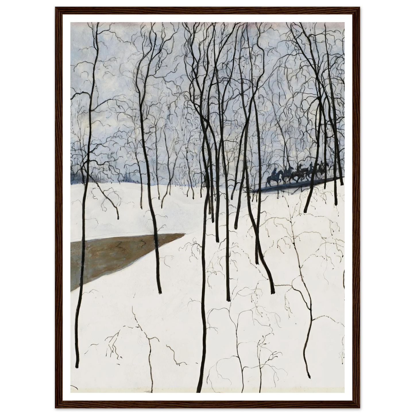 Les Cavaliers dans la neige (1915) Art Print | Leon Spilliaert - Framed Poster - 30x40 cm / 12x16″ - Black frame