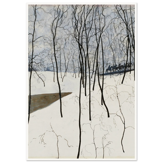 Les Cavaliers dans la neige (1915) Art Print | Leon Spilliaert - Framed Poster - 30x40 cm / 12x16″ - Black frame