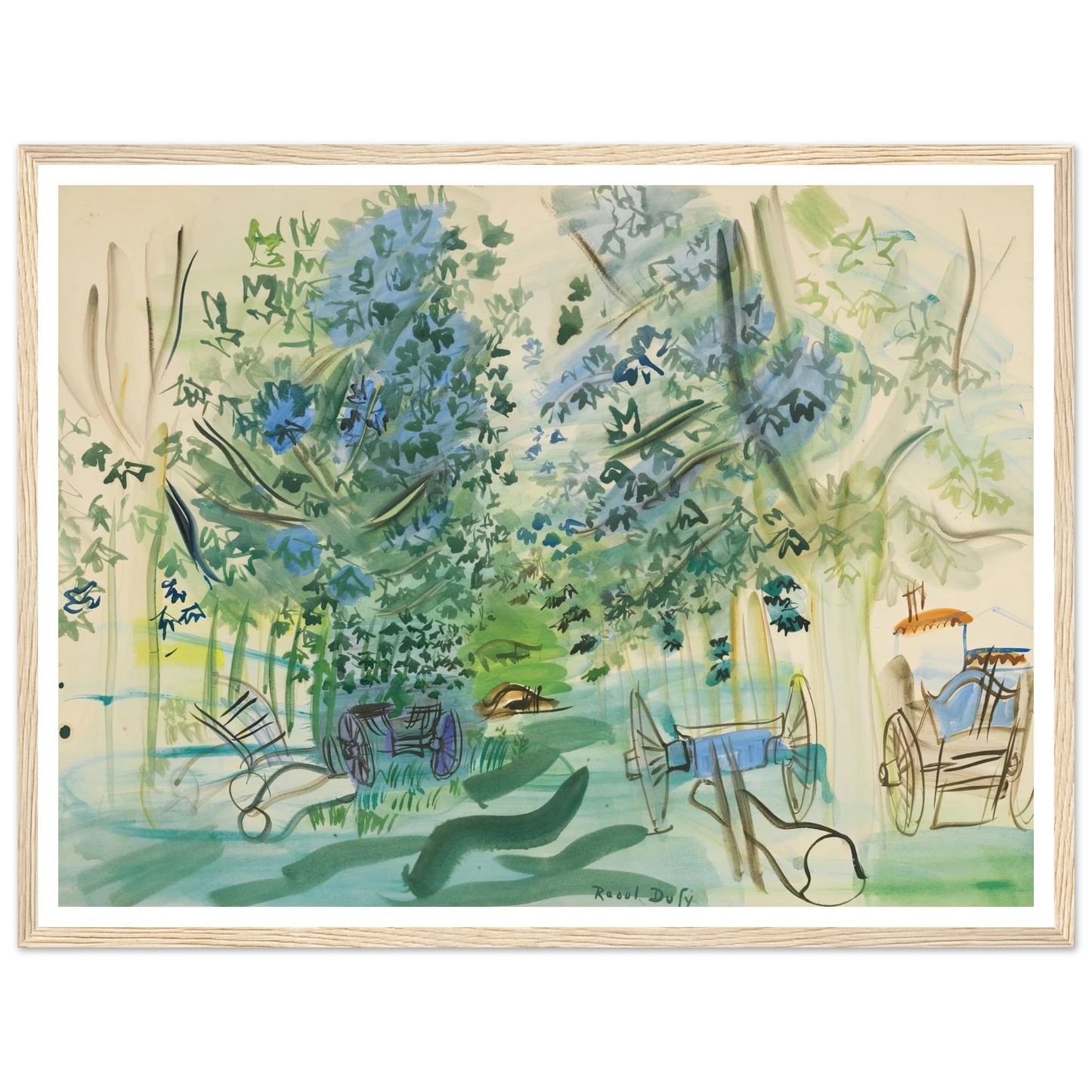 Les charrettes à Montsaunès Art Print | Raoul Dufy - Framed Poster - 30x40 cm / 12x16″ - Black frame