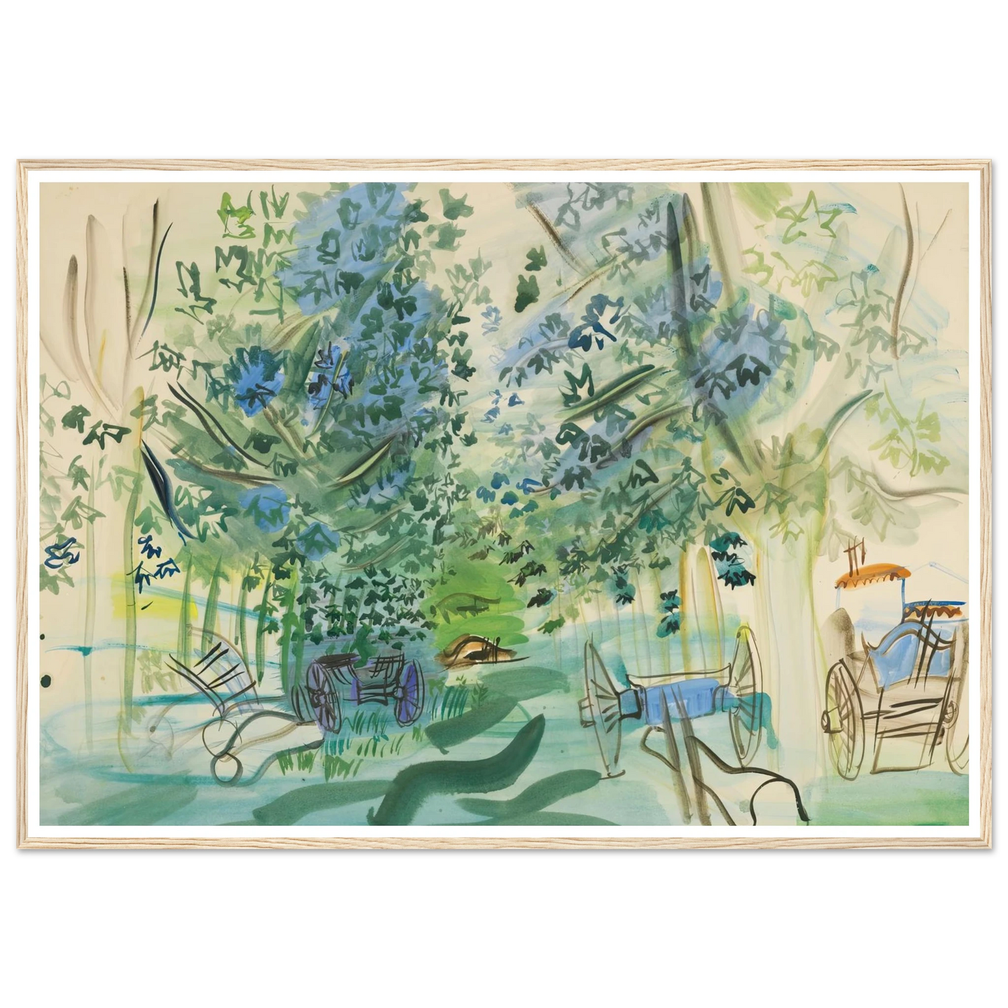 Les charrettes à Montsaunès Art Print | Raoul Dufy - Framed Poster - 30x40 cm / 12x16″ - Black frame