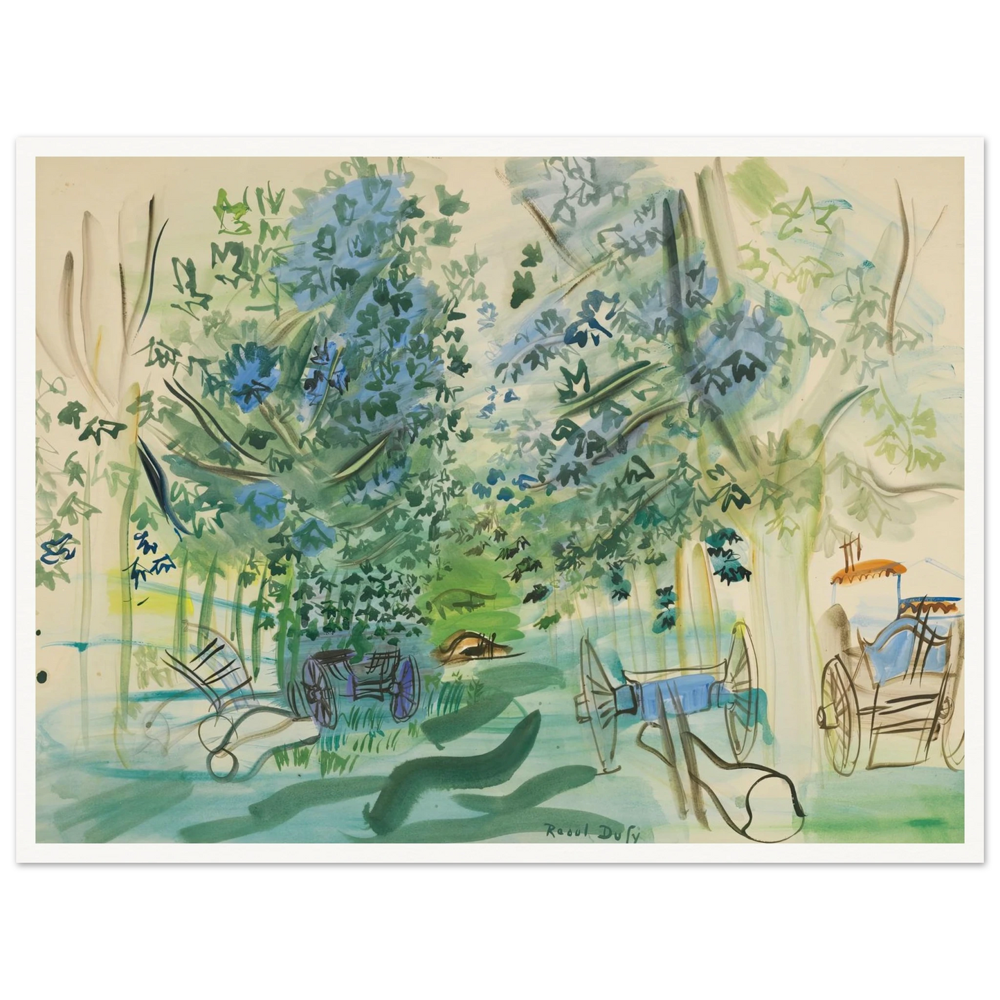 Les charrettes à Montsaunès Art Print | Raoul Dufy - Framed Poster - 30x40 cm / 12x16″ - Black frame