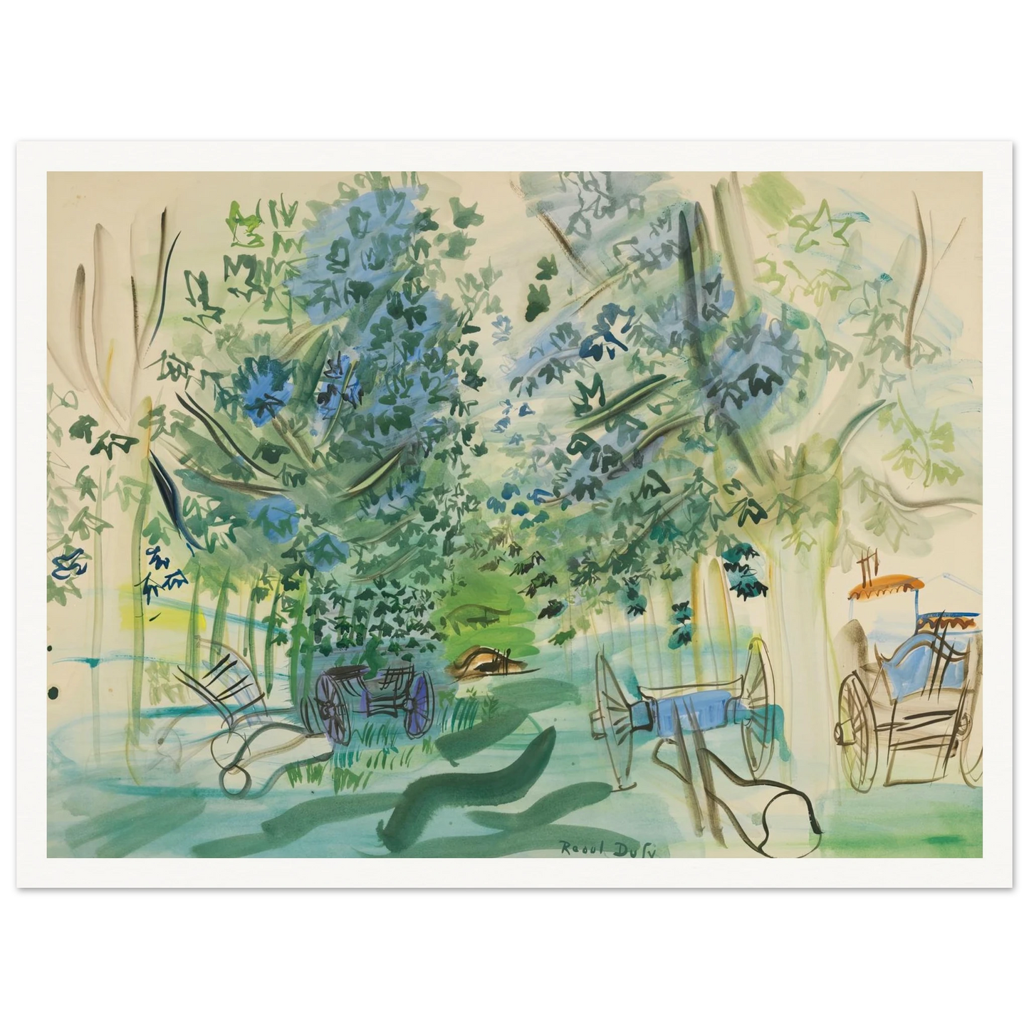 Les charrettes à Montsaunès Art Print | Raoul Dufy - Framed Poster - 30x40 cm / 12x16″ - Black frame
