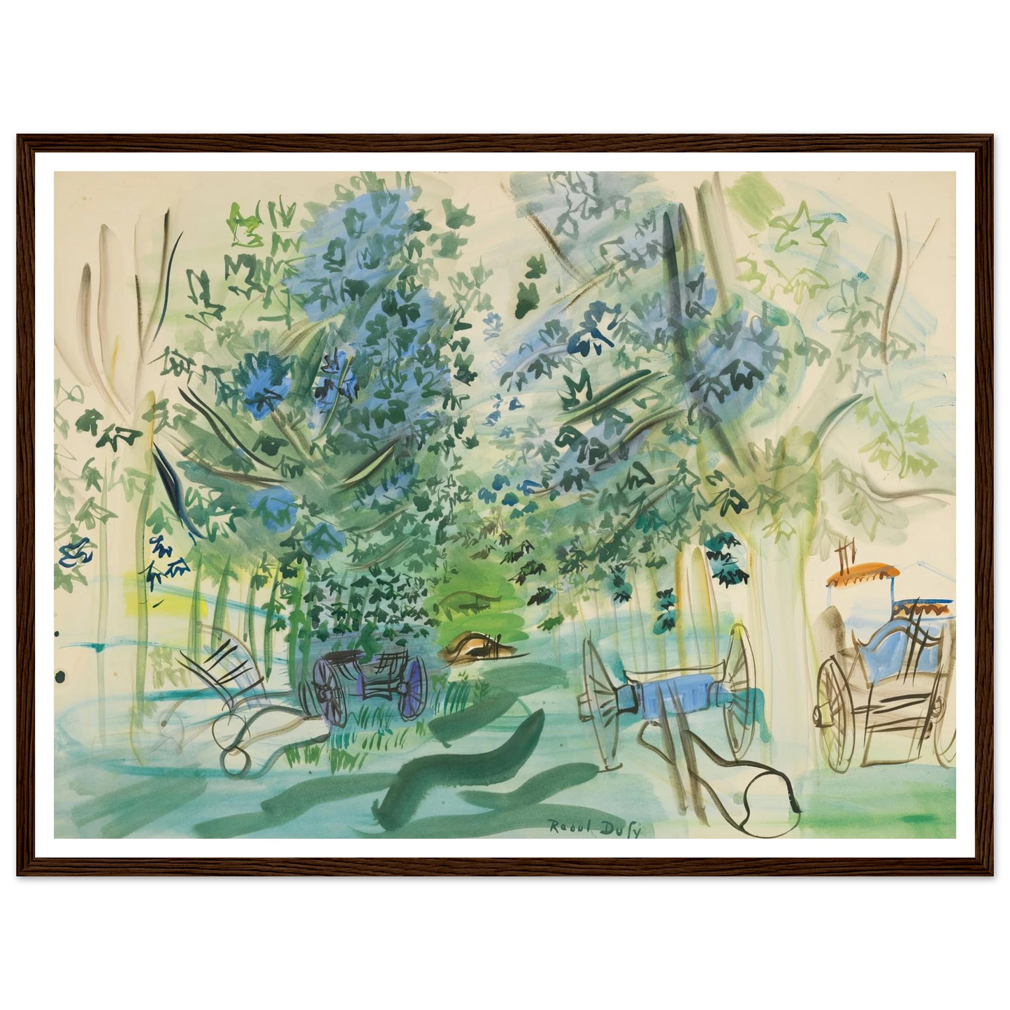 Les charrettes à Montsaunès Art Print | Raoul Dufy - Framed Poster - 30x40 cm / 12x16″ - Black frame