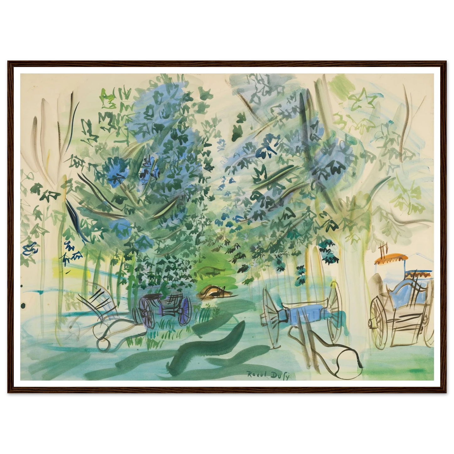 Les charrettes à Montsaunès Art Print | Raoul Dufy - Framed Poster - 30x40 cm / 12x16″ - Black frame
