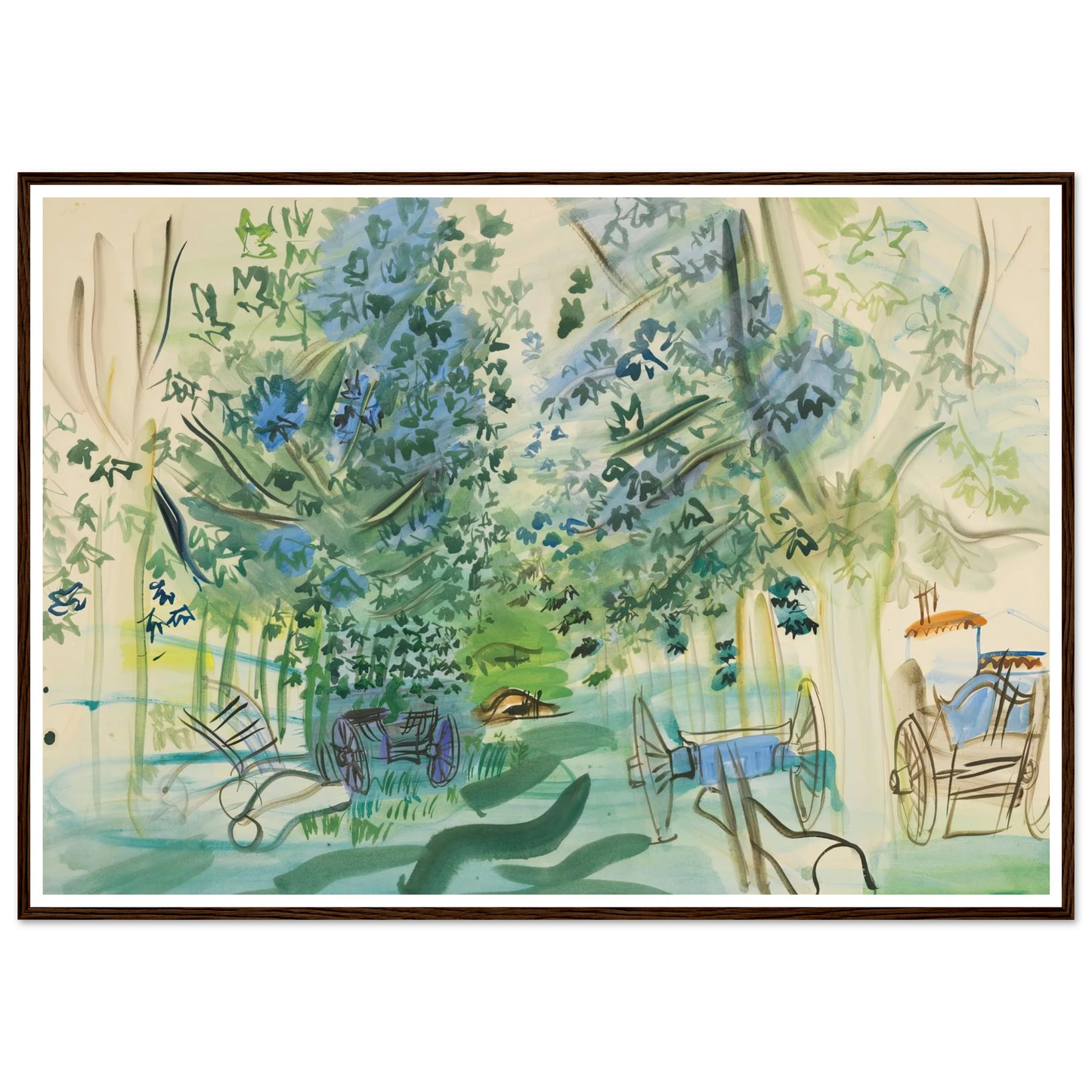 Les charrettes à Montsaunès Art Print | Raoul Dufy - Framed Poster - 30x40 cm / 12x16″ - Black frame