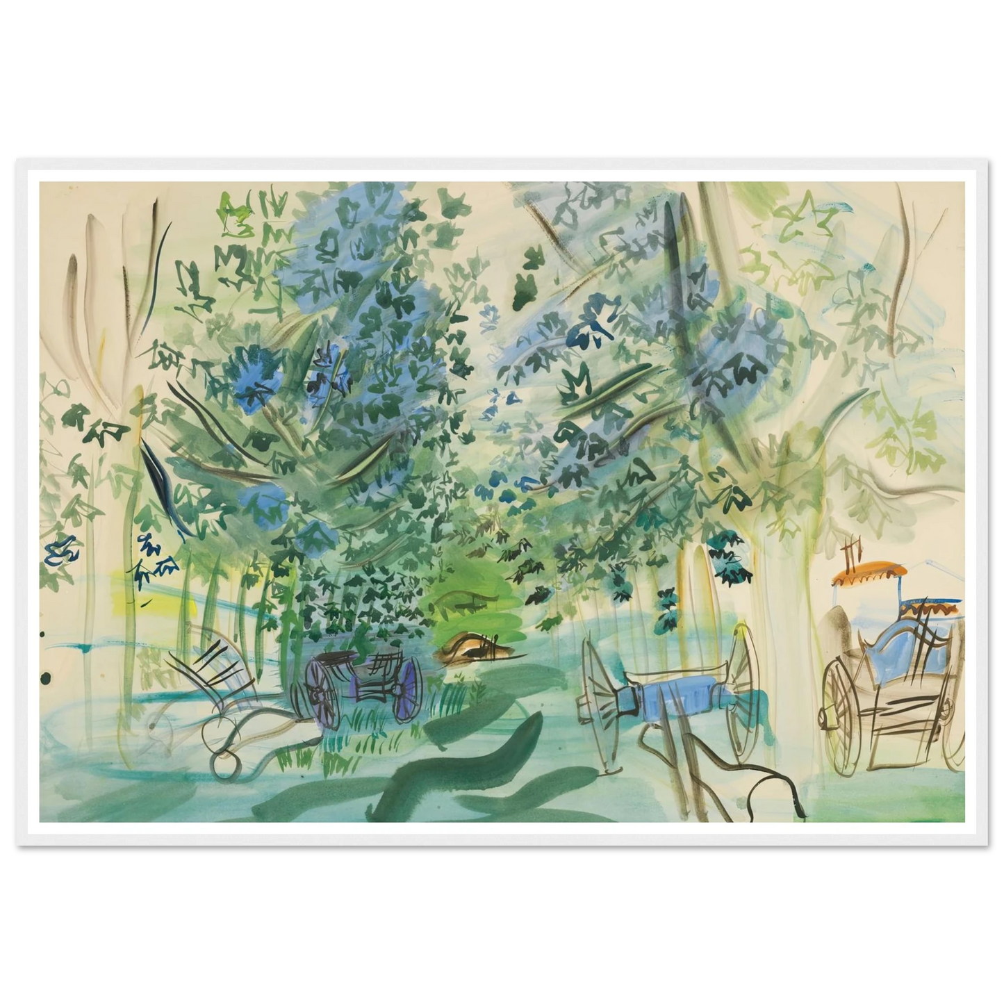 Les charrettes à Montsaunès Art Print | Raoul Dufy - Framed Poster - 30x40 cm / 12x16″ - Black frame