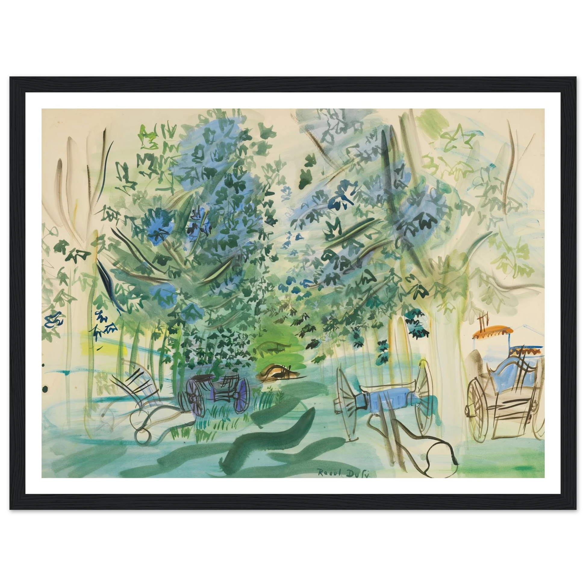 Les charrettes à Montsaunès Art Print | Raoul Dufy - Framed Poster - 30x40 cm / 12x16″ - Black frame