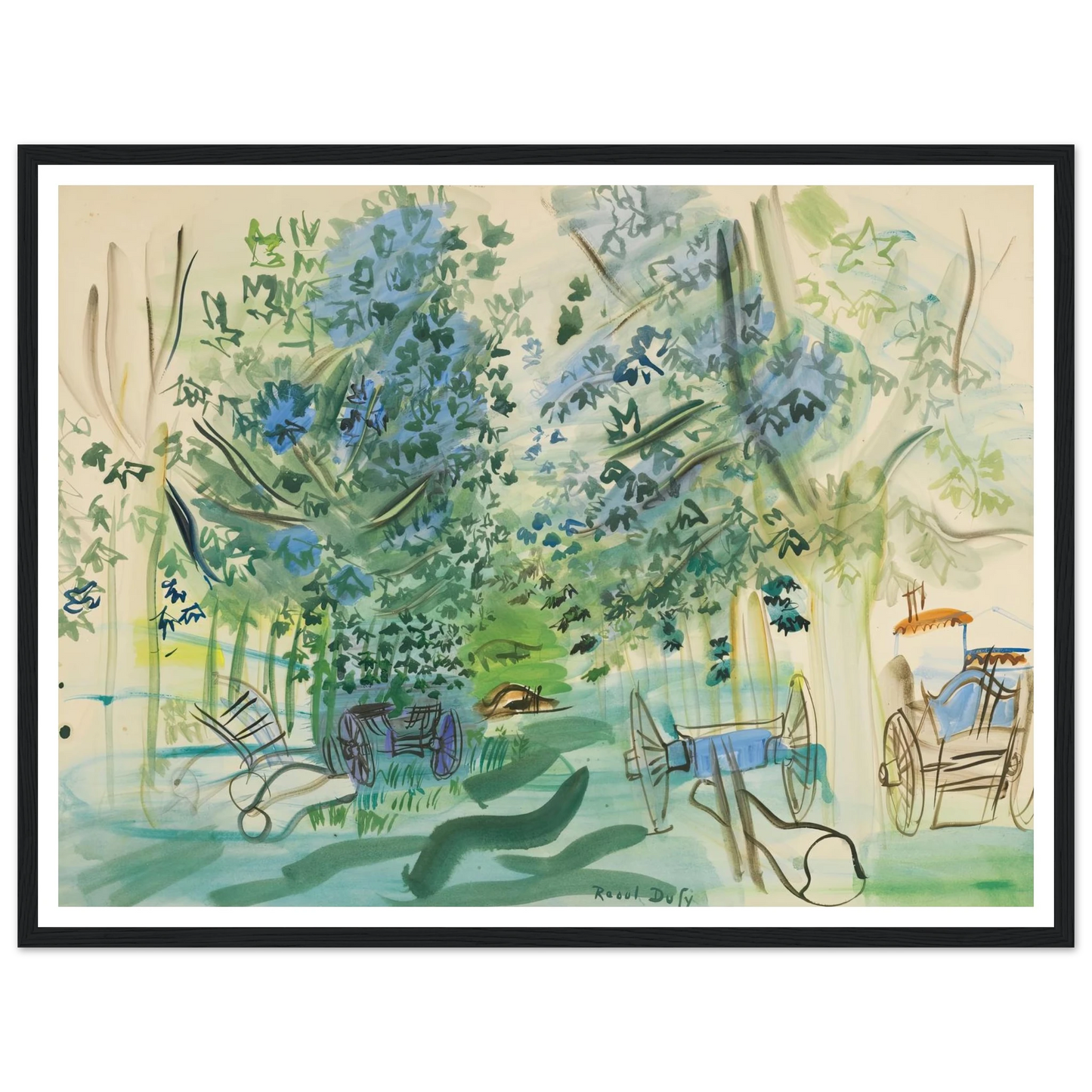 Les charrettes à Montsaunès Art Print | Raoul Dufy - Framed Poster - 30x40 cm / 12x16″ - Black frame
