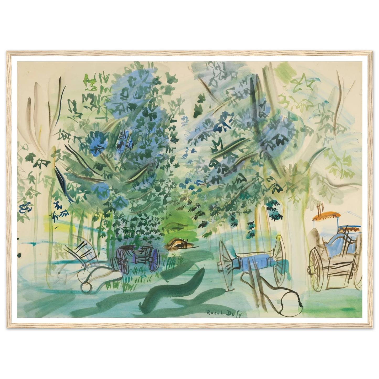Les charrettes à Montsaunès Art Print | Raoul Dufy - Framed Poster - 30x40 cm / 12x16″ - Black frame