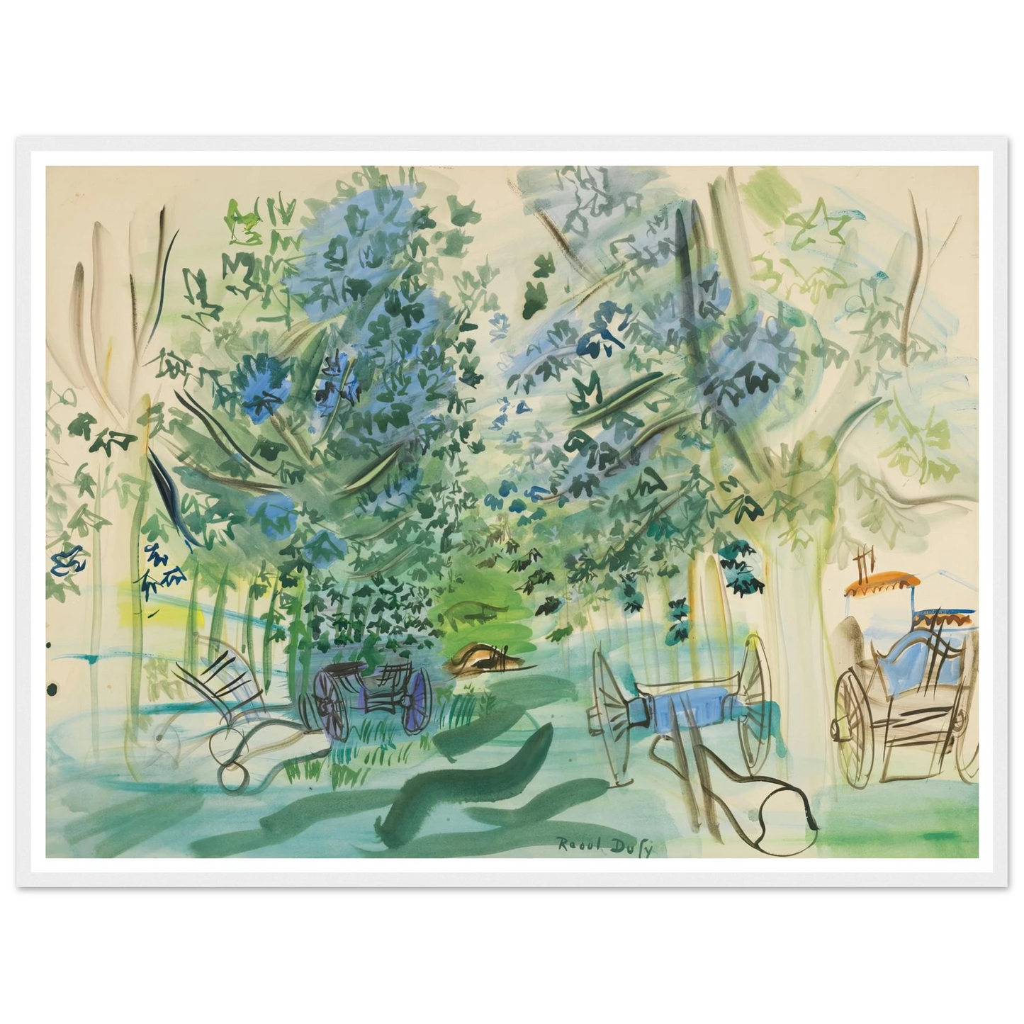 Les charrettes à Montsaunès Art Print | Raoul Dufy - Framed Poster - 30x40 cm / 12x16″ - Black frame